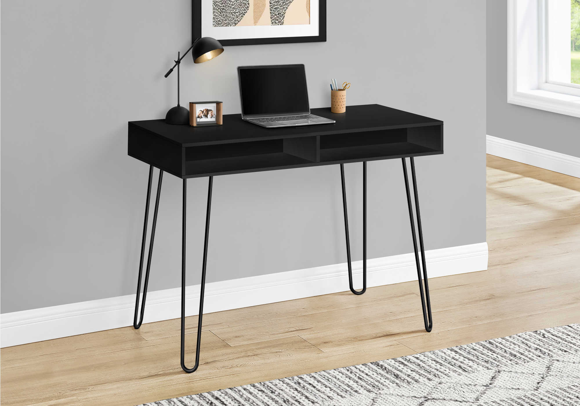 Image of computer desk - 40"l / black / black metal i 7771.