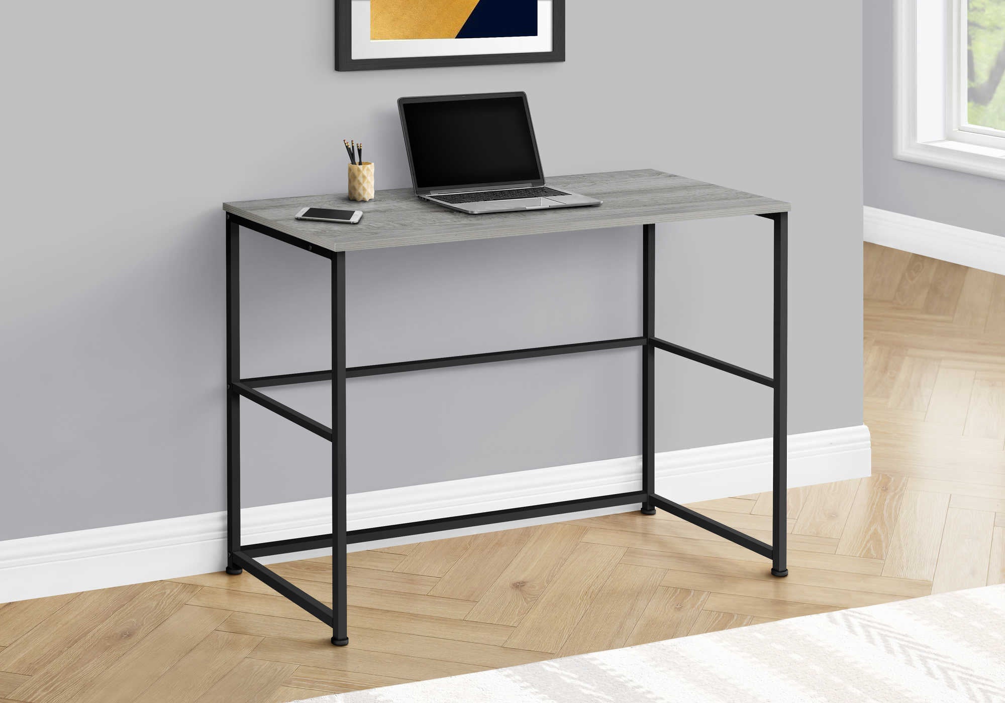 Image of computer desk - 40"l / grey / black metal i 7778.