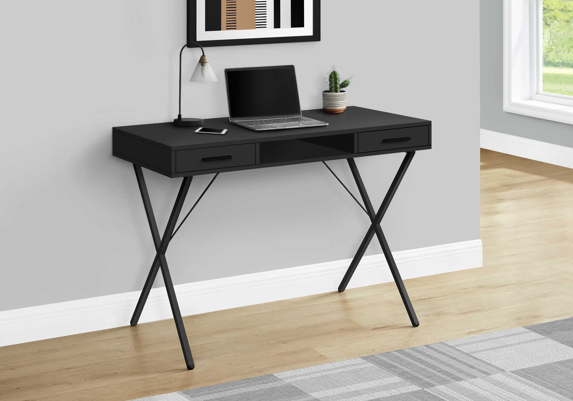 Image of computer desk - 42"l / black / black metal i 7791.
