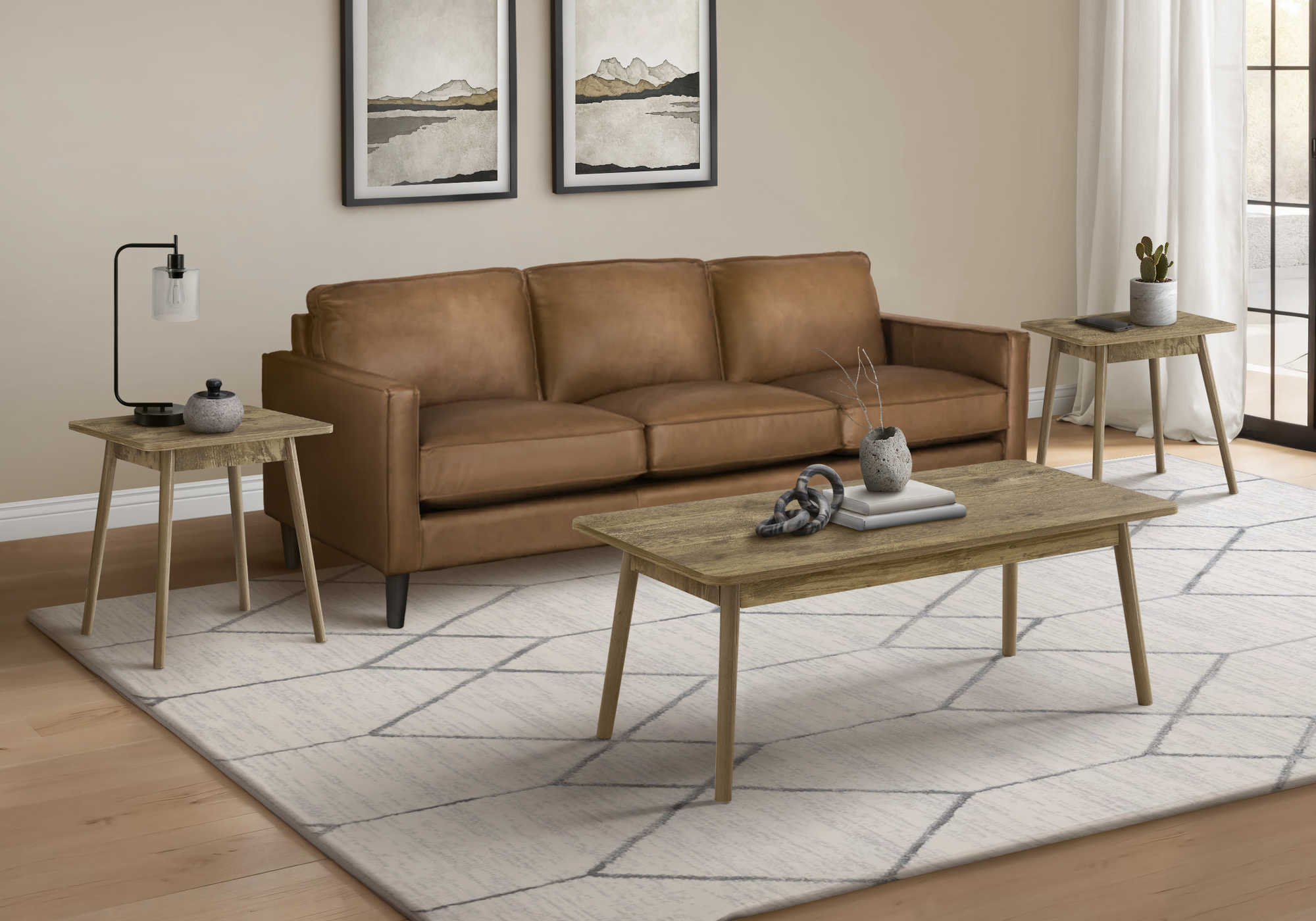 ENS DE TABLES - 3PCS / BRUN PALE – I 7852P