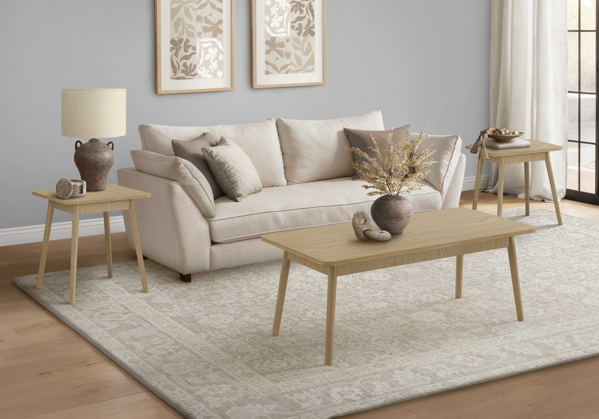 ENS DE TABLES - 3PCS / NATUREL – I 7857P