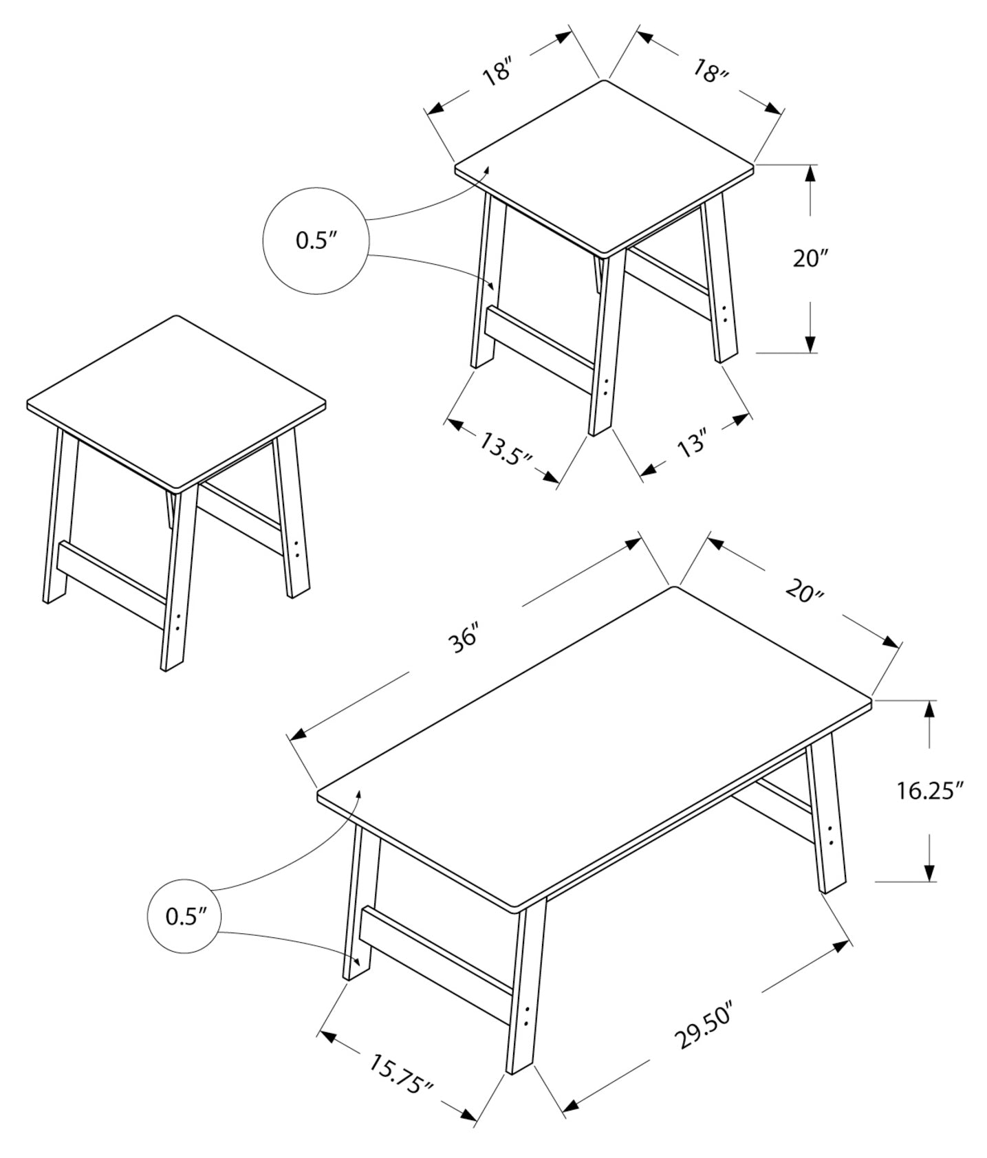 ENS DE TABLES - 3PCS / ESPRESSO – I 7930P