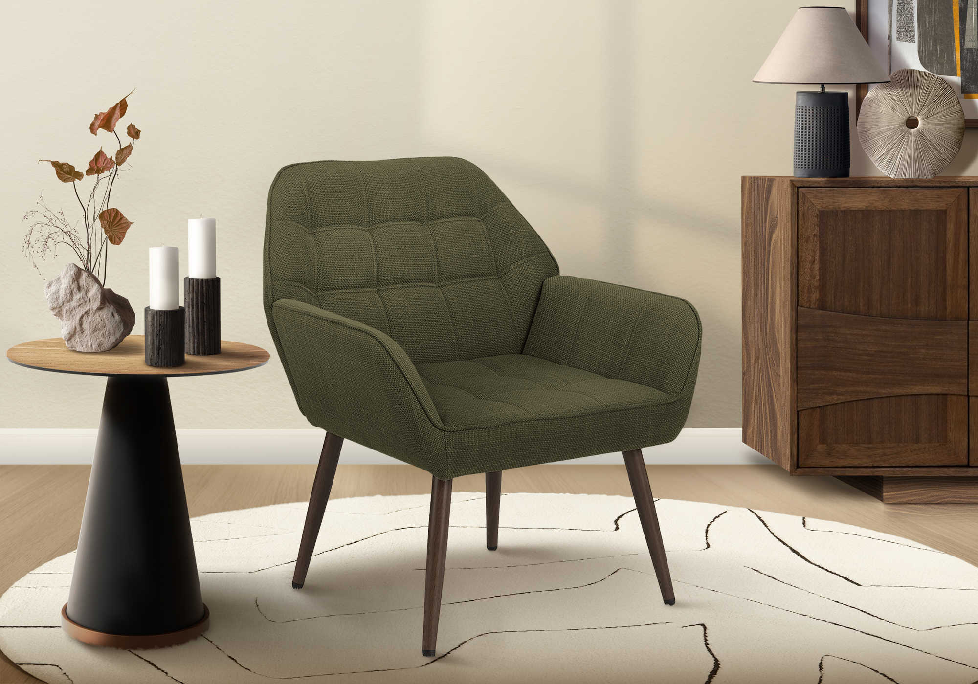 CHAISE D'APPOINT - 33"H / TISSU VERT FONCE – I 8001