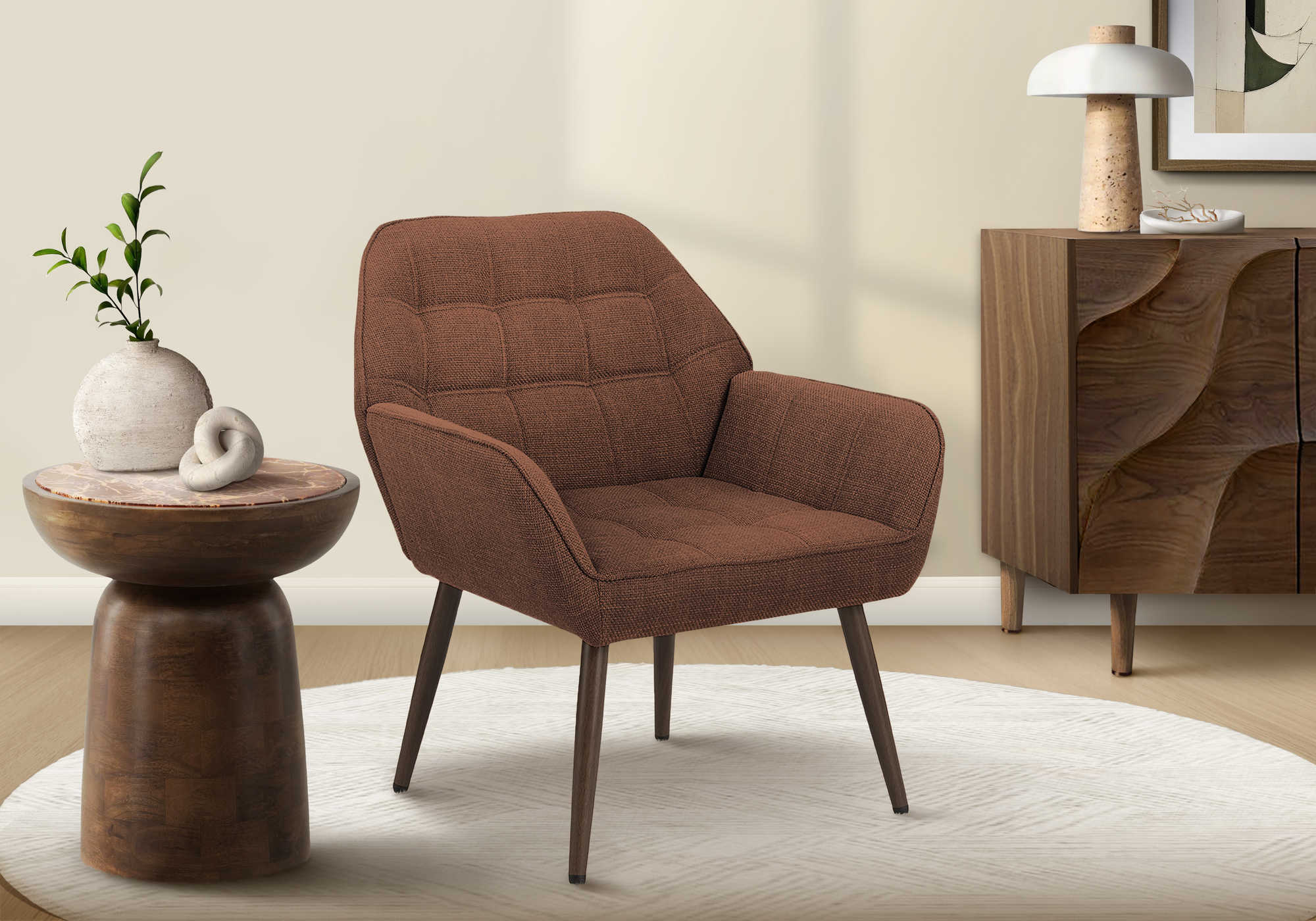CHAISE D'APPOINT - 33"H / TISSU ROUILLE – I 8002