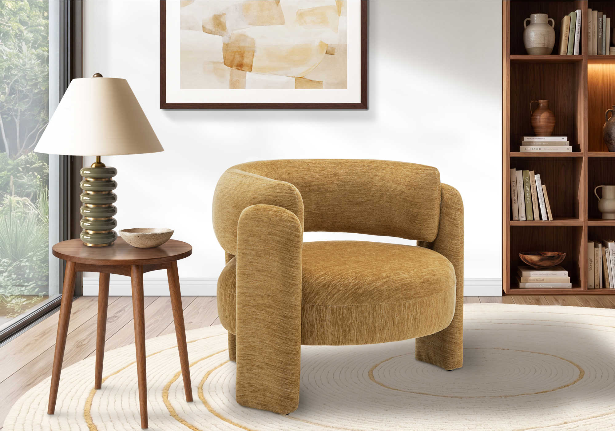 CHAISE D'APPOINT - 29"H / TISSU OR – I 8015