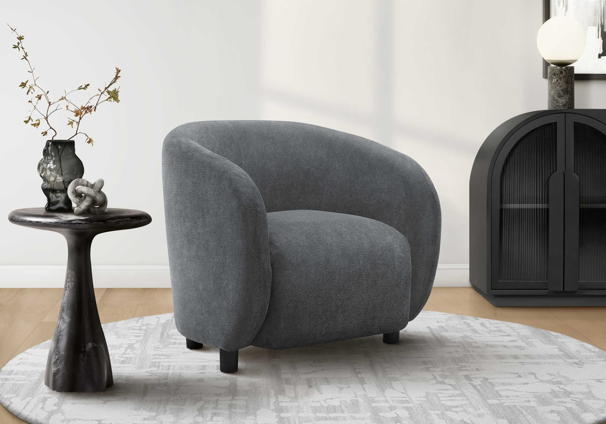 CHAISE D'APPOINT - 30"H / TISSU GRIS FONCE - I 8063