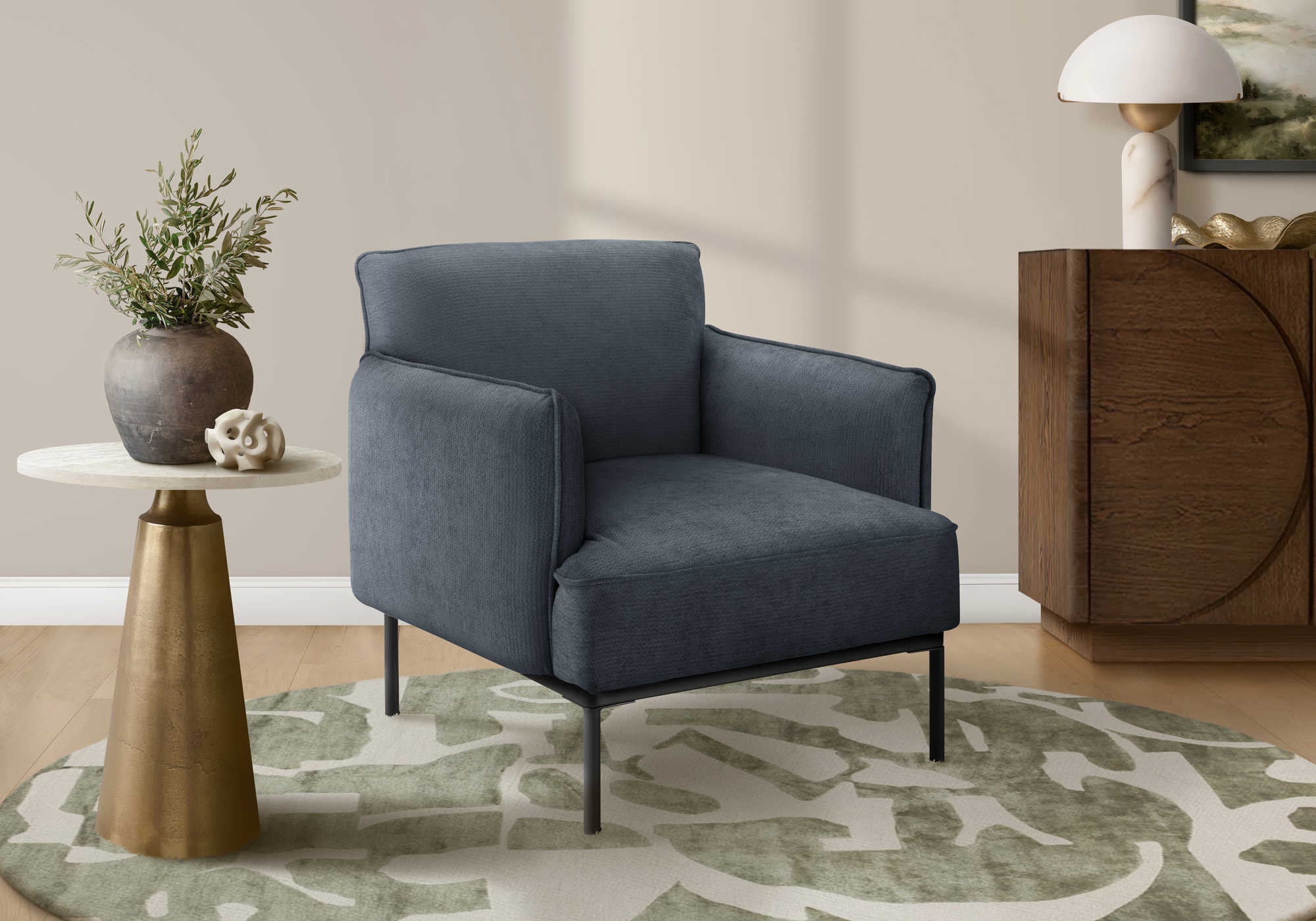 CHAISE D'APPOINT - 33"H / TISSU BLEU – I 8082