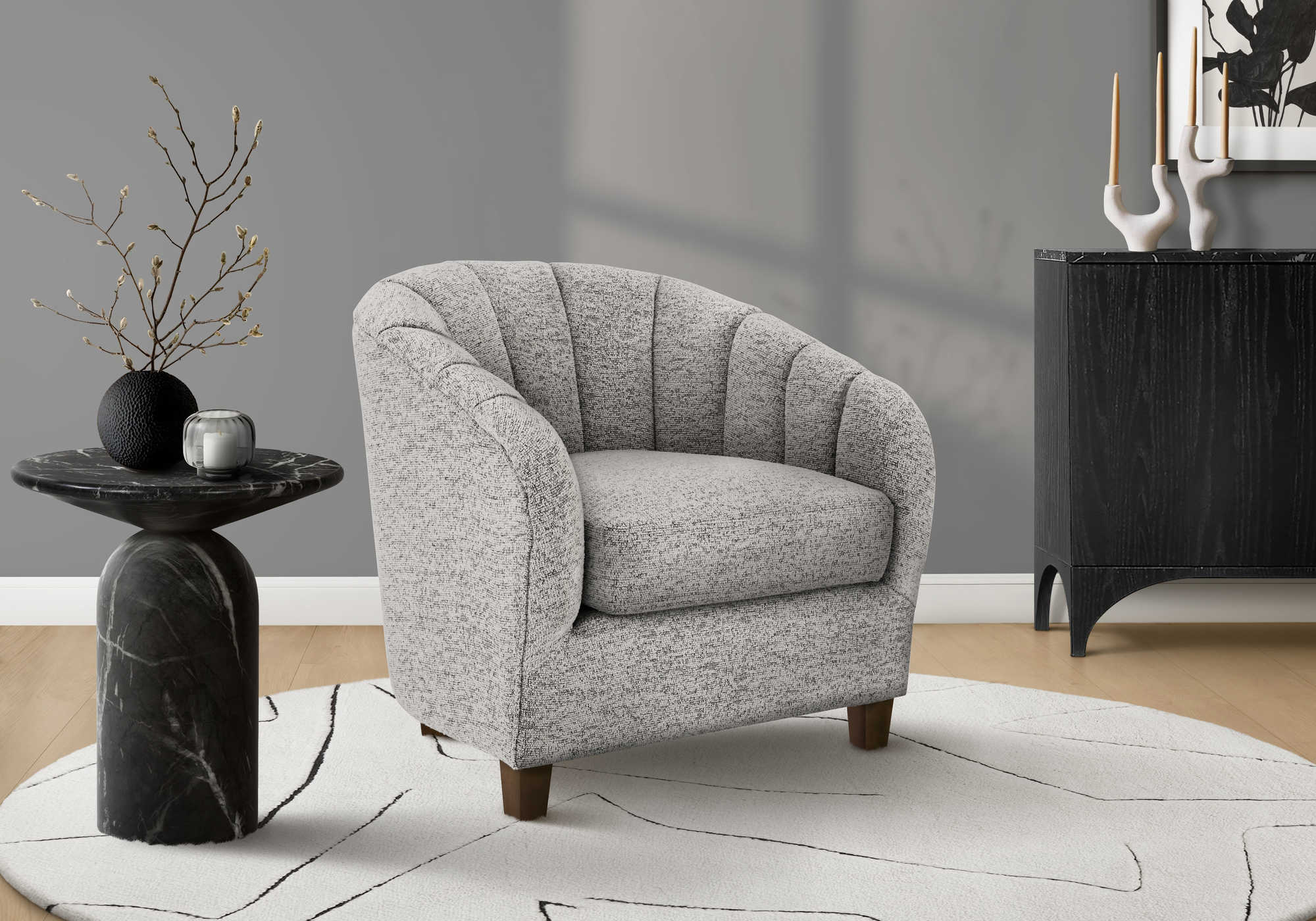 CHAISE D'APPOINT - 31"H / TISSU ARGENTE - I 8090