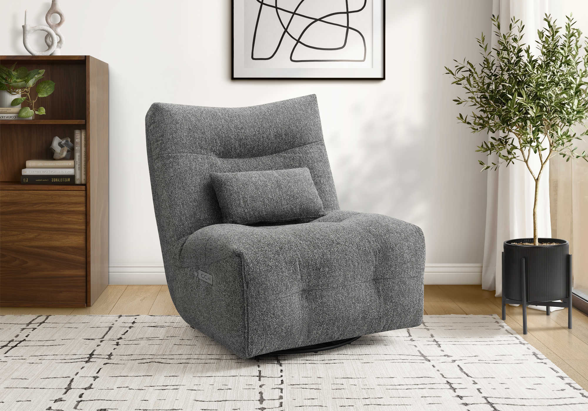FAUTEUIL INCLINABLE - MASSAGE MOTO. / PIVOTANT / GRIS FONCE – I 8185