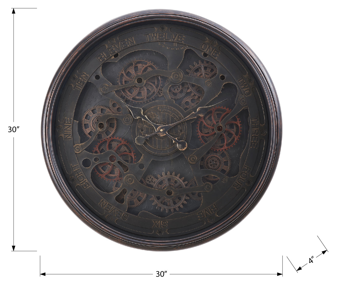 HORLOGE - 30" DIA. MURALE / MECANISME D'ENGRENAGE / NOIR – I 9029