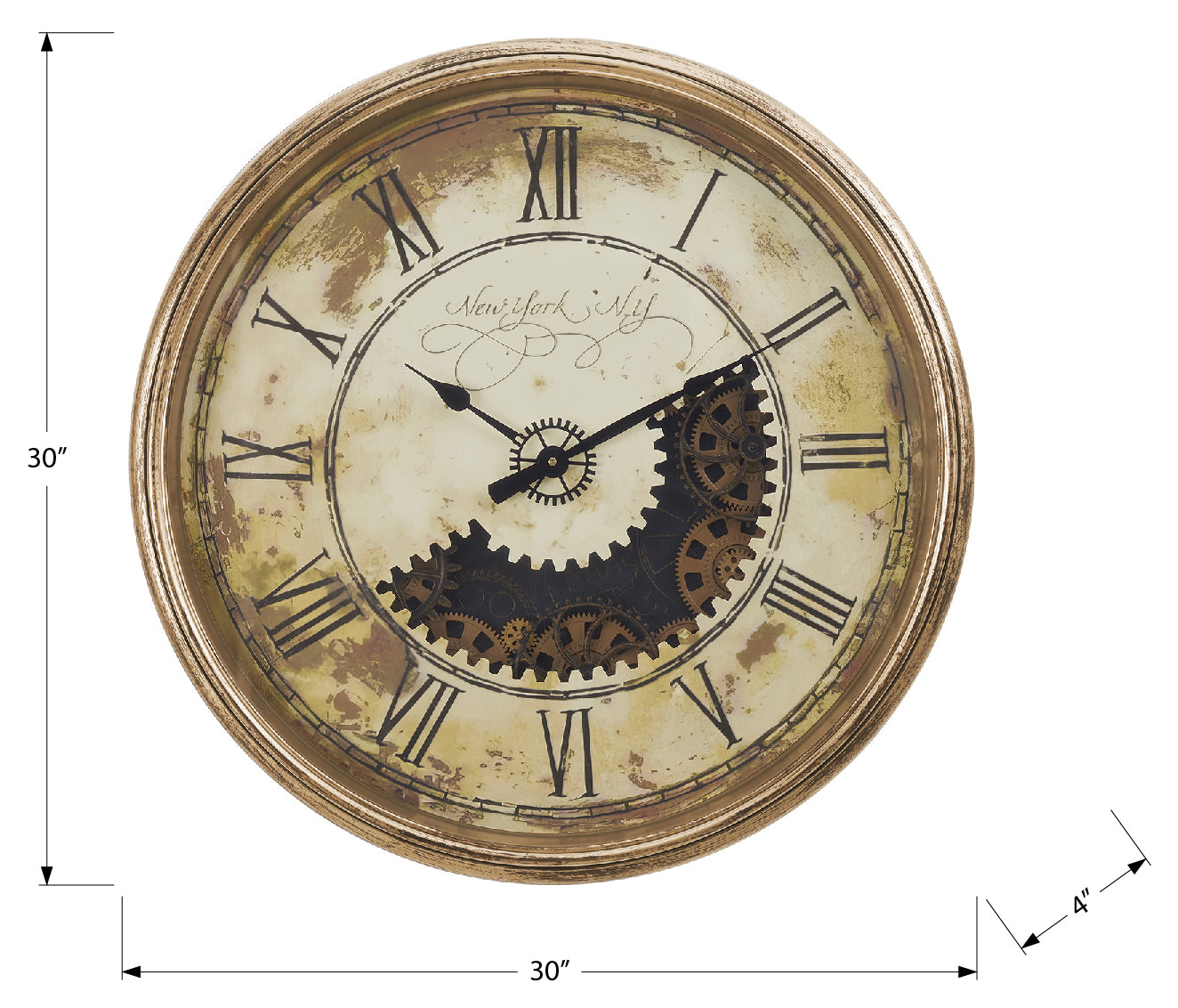 HORLOGE - 30" DIA. MURALE / MECANISME D'ENGRENAGE / BRUN – I 9034