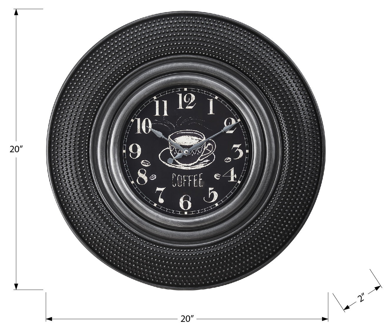 HORLOGE - 20" DIA. MURALE / GRIS FONCE – I 9044