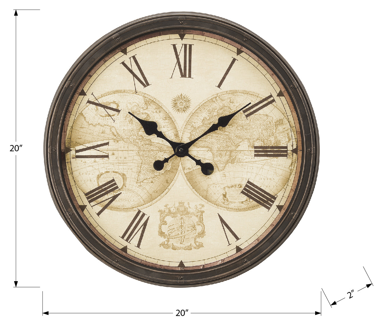 HORLOGE - 20" DIA. MURALE / BRUN ANTIQUE – I 9048