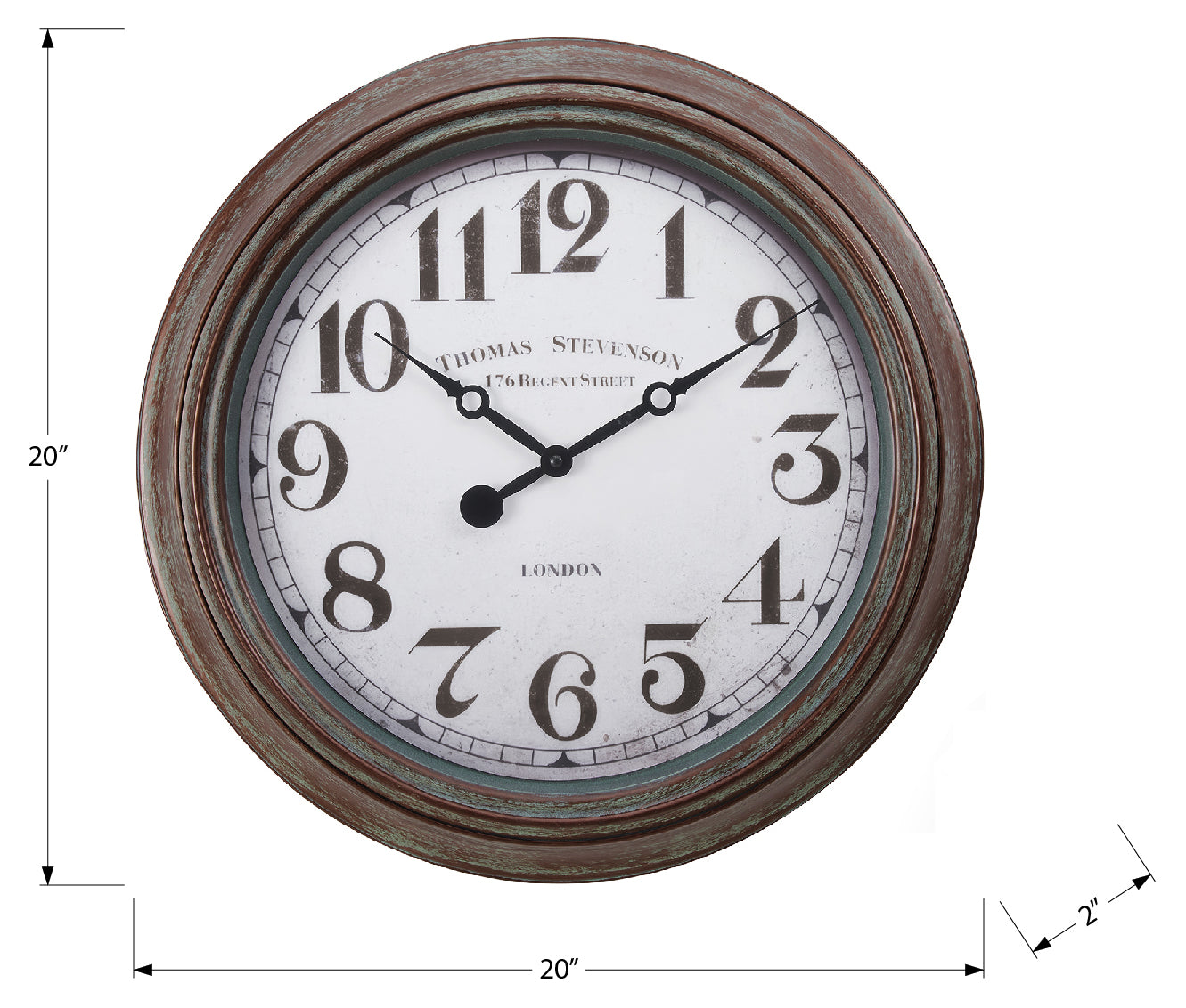 HORLOGE - 20" DIA. MURALE / BRUN ANTIQUE – I 9049