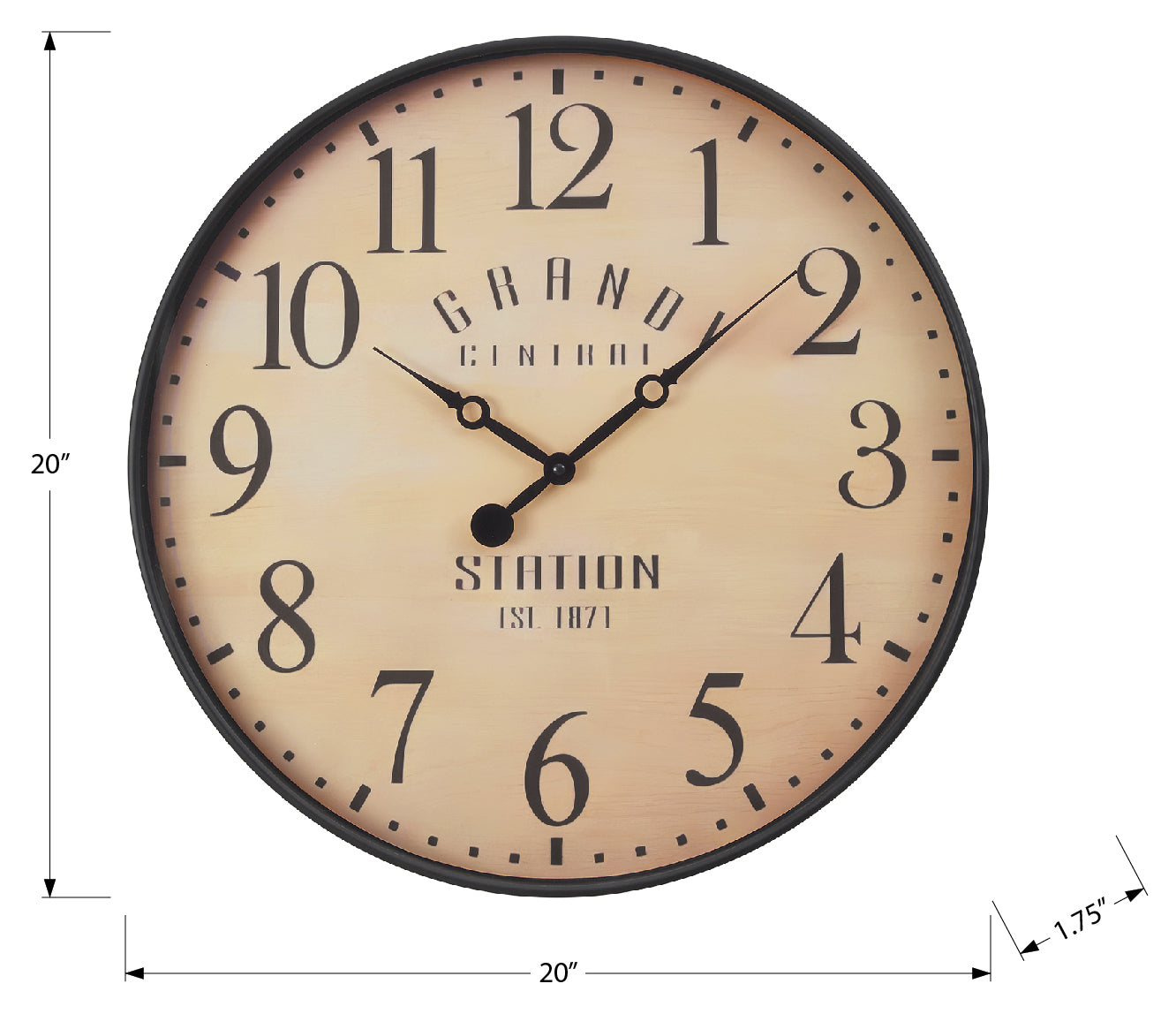 HORLOGE - 20" DIA. MURALE / BRUN ANTIQUE – I 9053