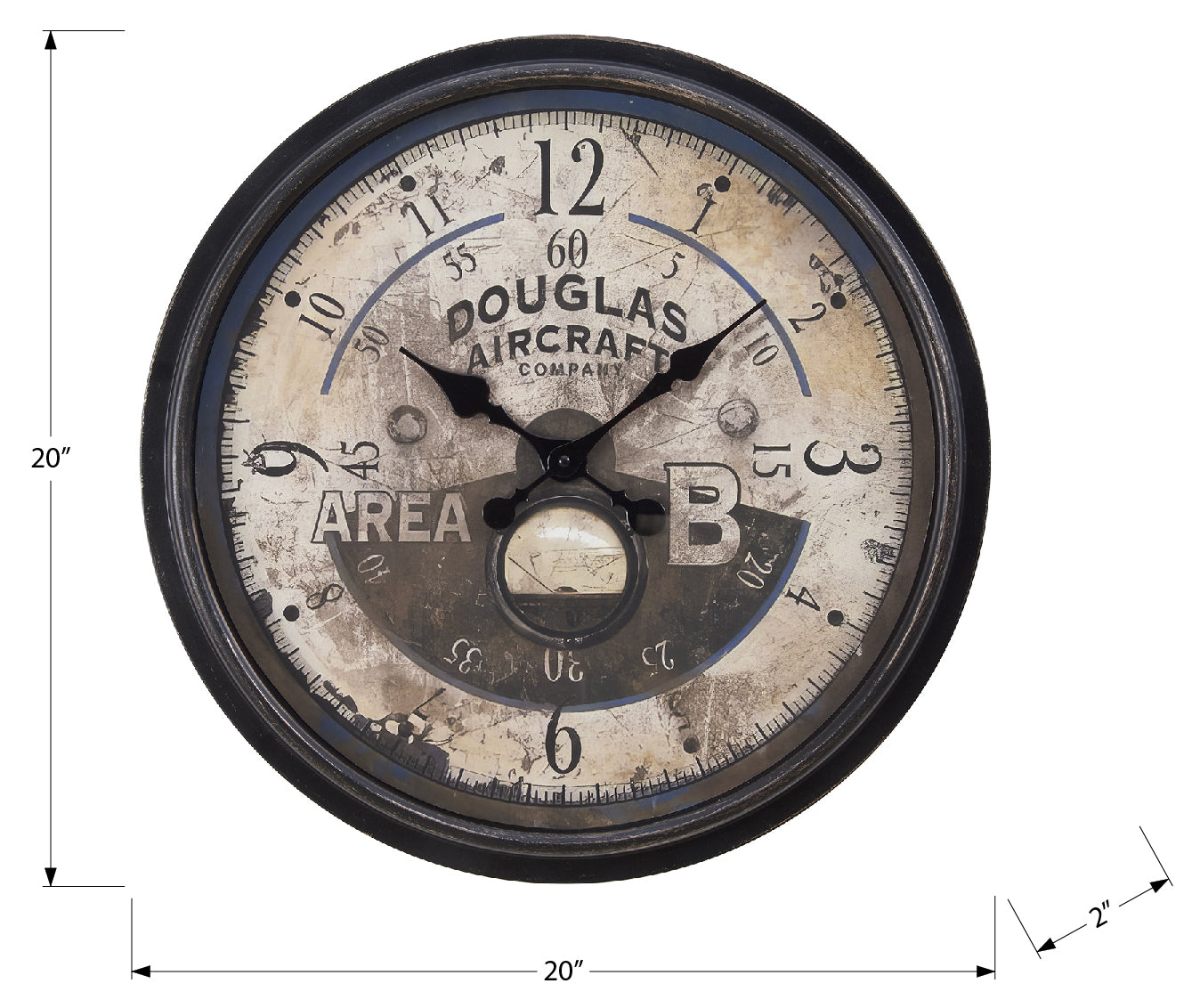 HORLOGE - 20" DIA. MURALE / BRUN ANTIQUE – I 9055