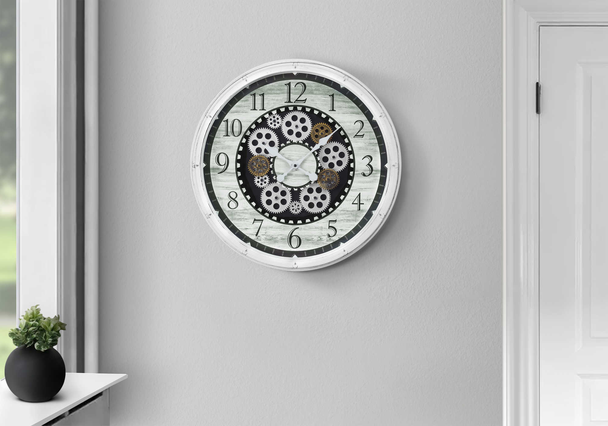 HORLOGE - 20" DIA. MURALE / BLANC ANTIQUE – I 9059
