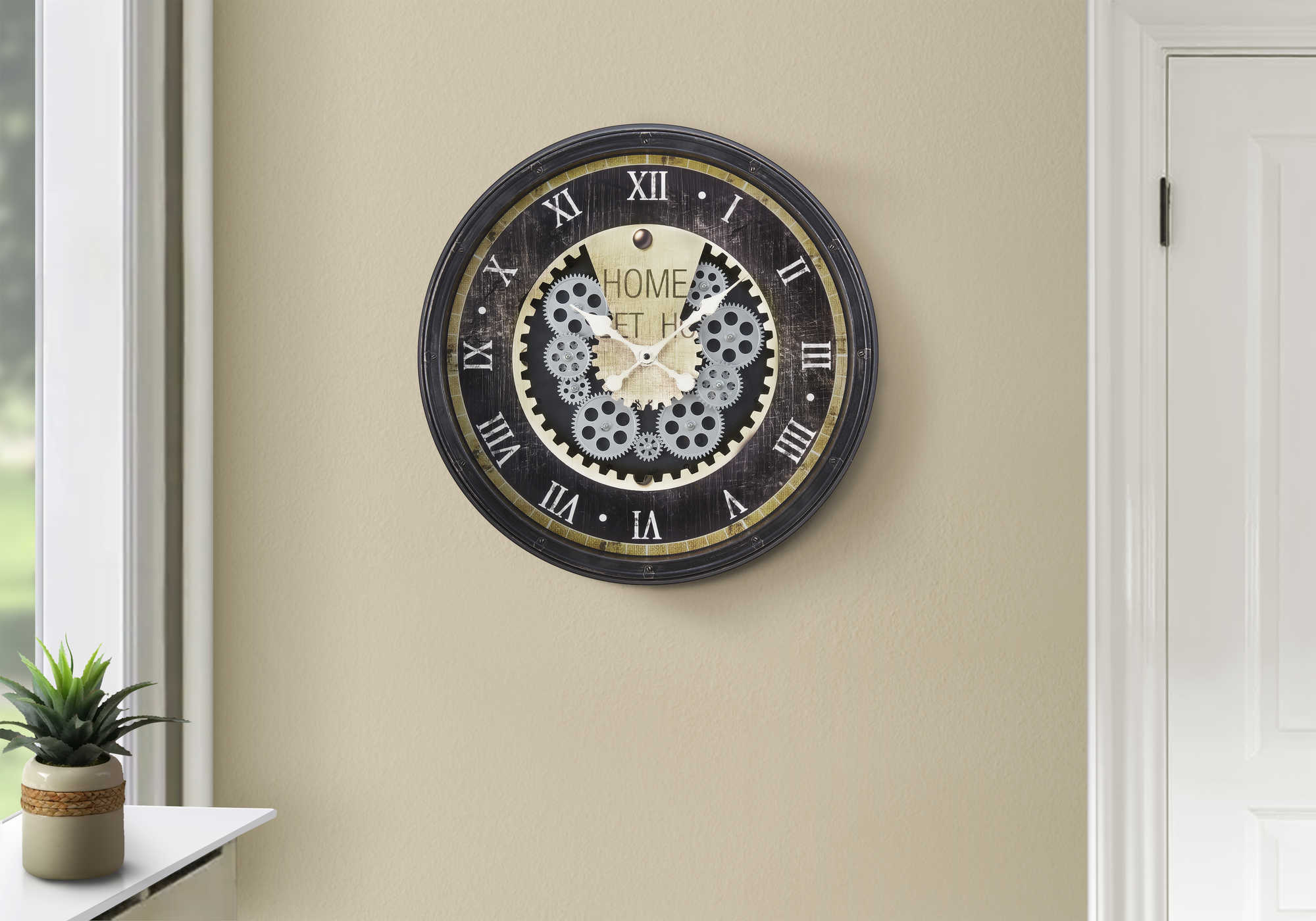 HORLOGE - 20" DIA. MURALE / MECANISME D'ENGRENAGE / BRUN – I 9062