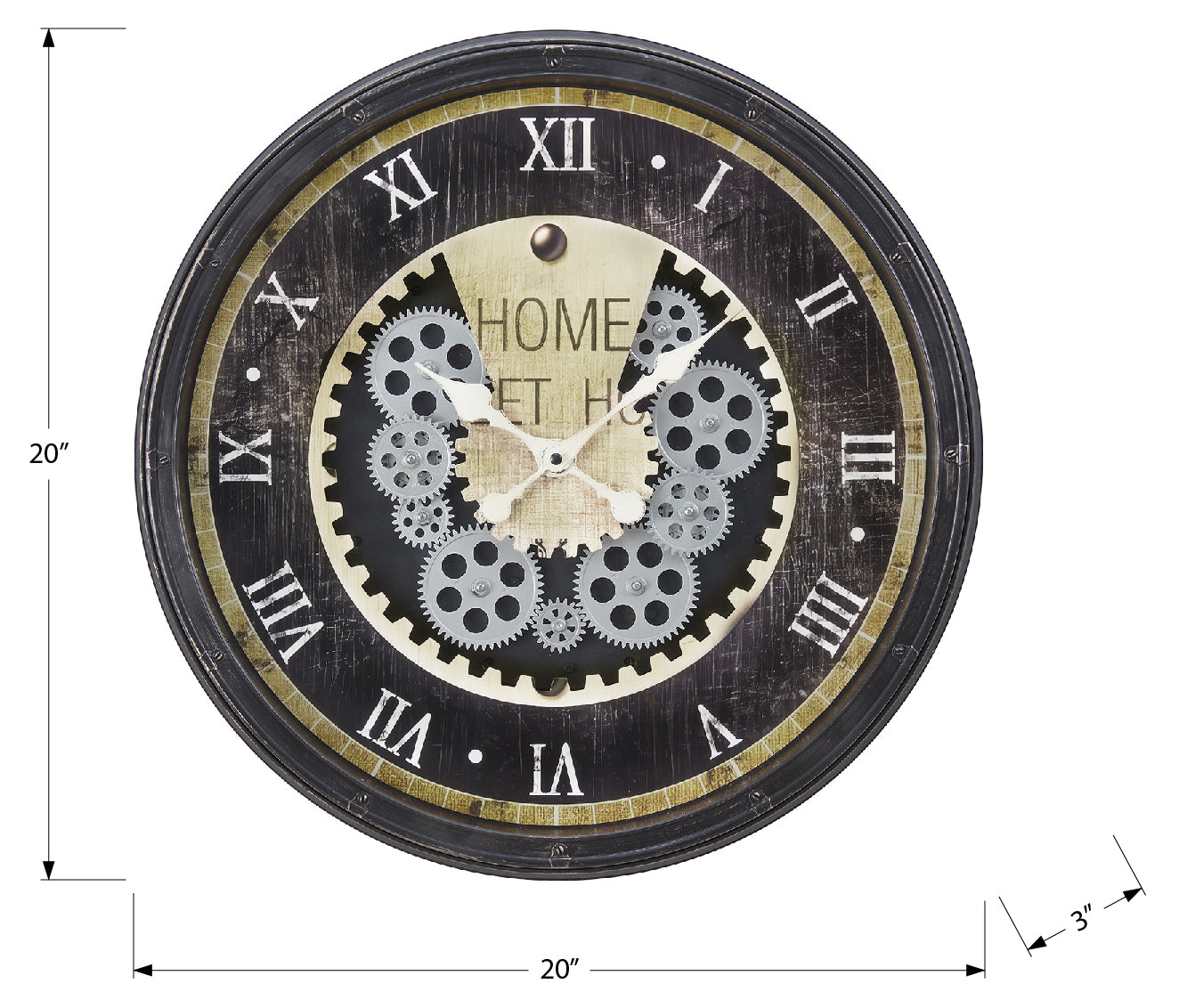 HORLOGE - 20" DIA. MURALE / MECANISME D'ENGRENAGE / BRUN – I 9062
