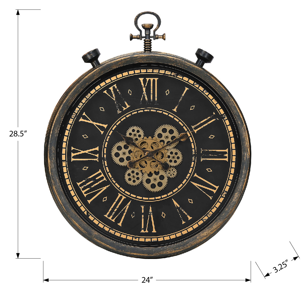 HORLOGE - 24" DIA. MURALE / MECANISME D'ENGRENAGE / BRUN – I 9073