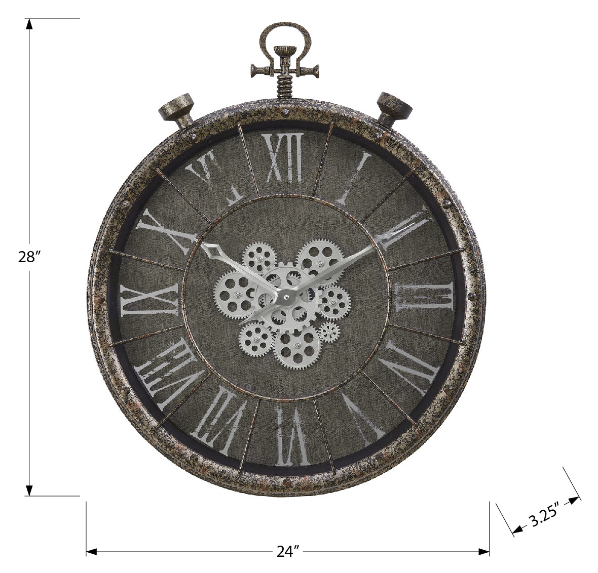 HORLOGE - 24" DIA. MURALE / MECANISME D'ENGRENAGE / GRIS – I 9075