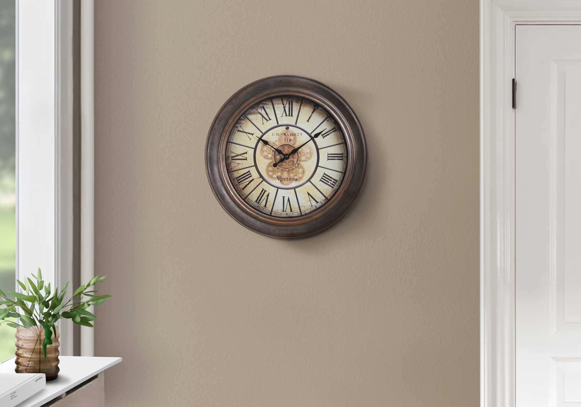 HORLOGE - 15" DIA. MURALE / BRUN ANTIQUE – I 9081