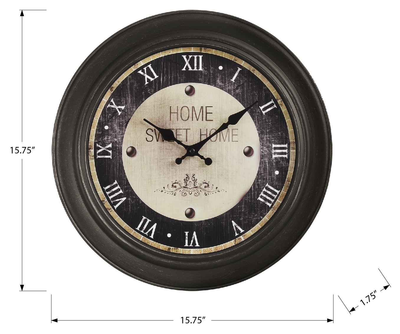 HORLOGE - 16" DIA. MURALE / BRUN ANTIQUE – I 9083
