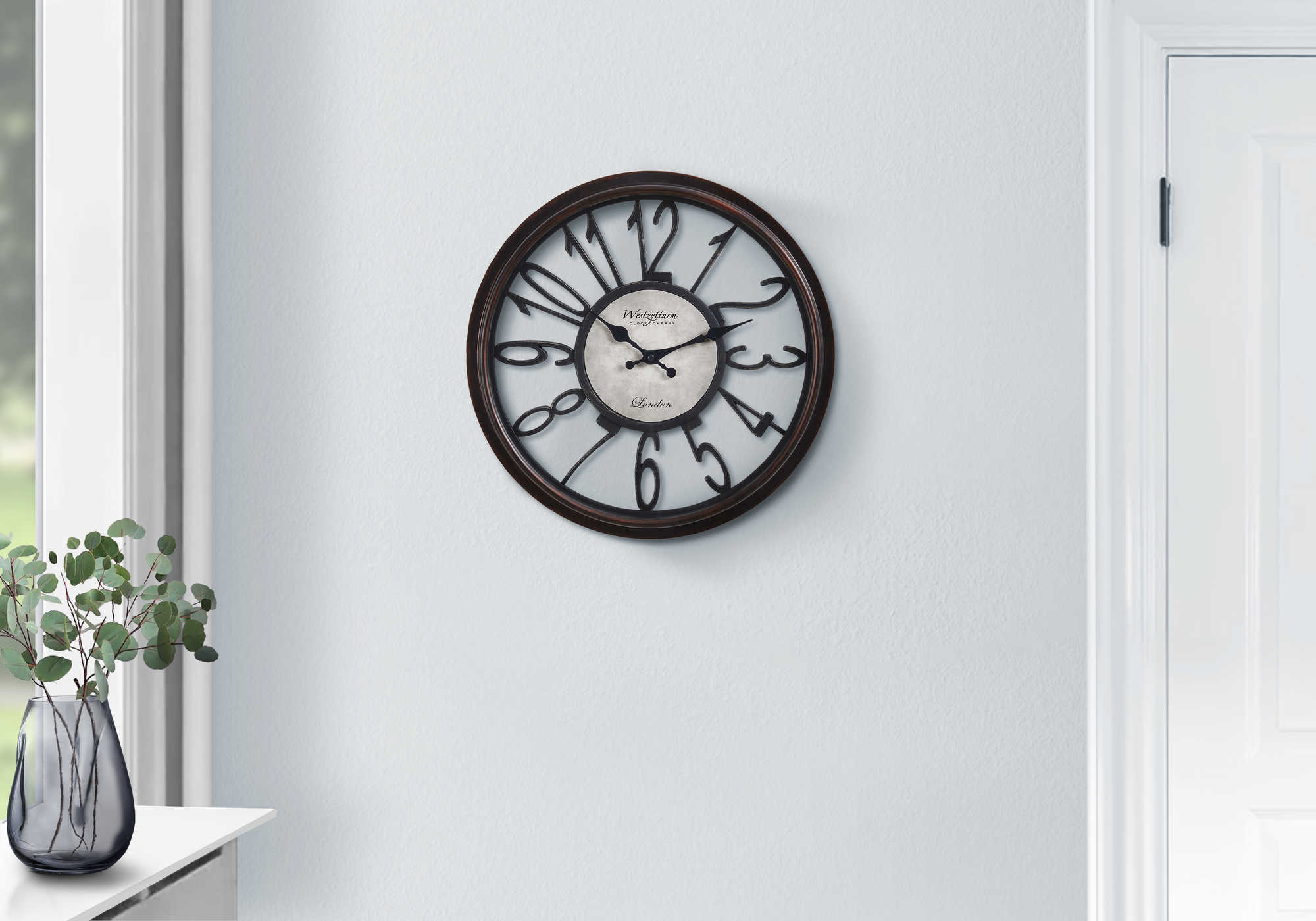 HORLOGE - 16" DIA. MURALE / BRUN ANTIQUE – I 9084