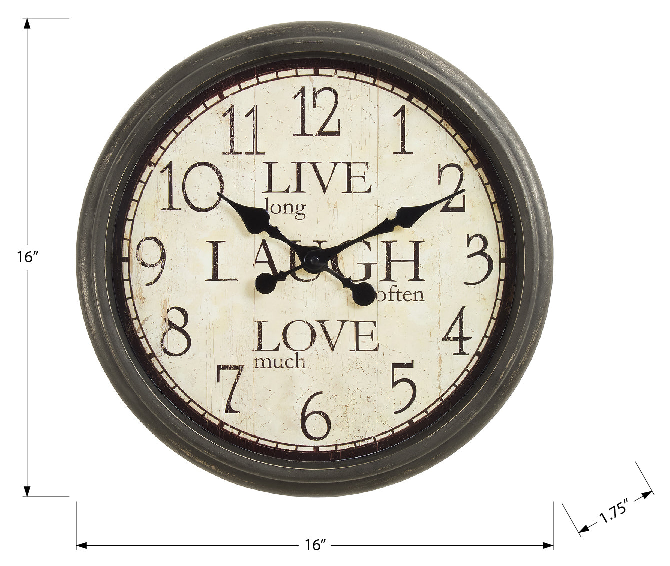 HORLOGE - 16" DIA. MURALE / BRUN ANTIQUE – I 9085