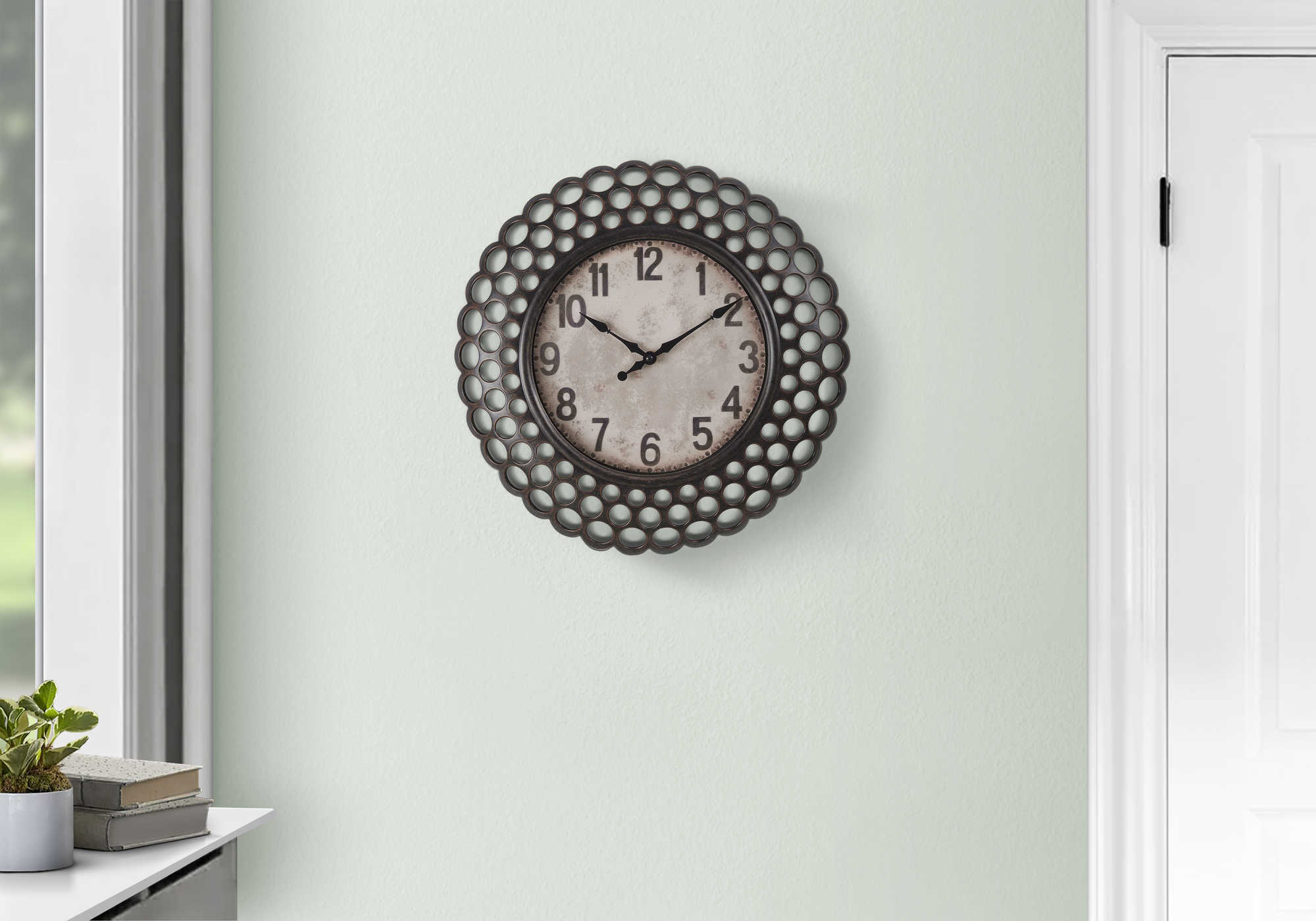 HORLOGE - 16" DIA. MURALE / BRUN FONCE – I 9087