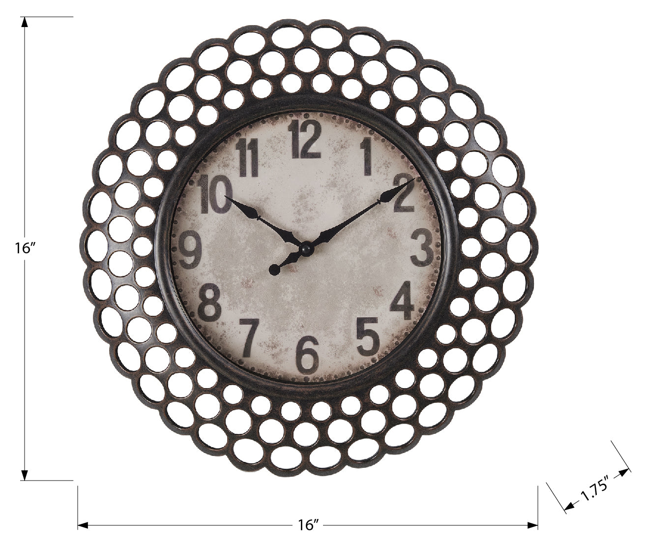 HORLOGE - 16" DIA. MURALE / BRUN FONCE – I 9087