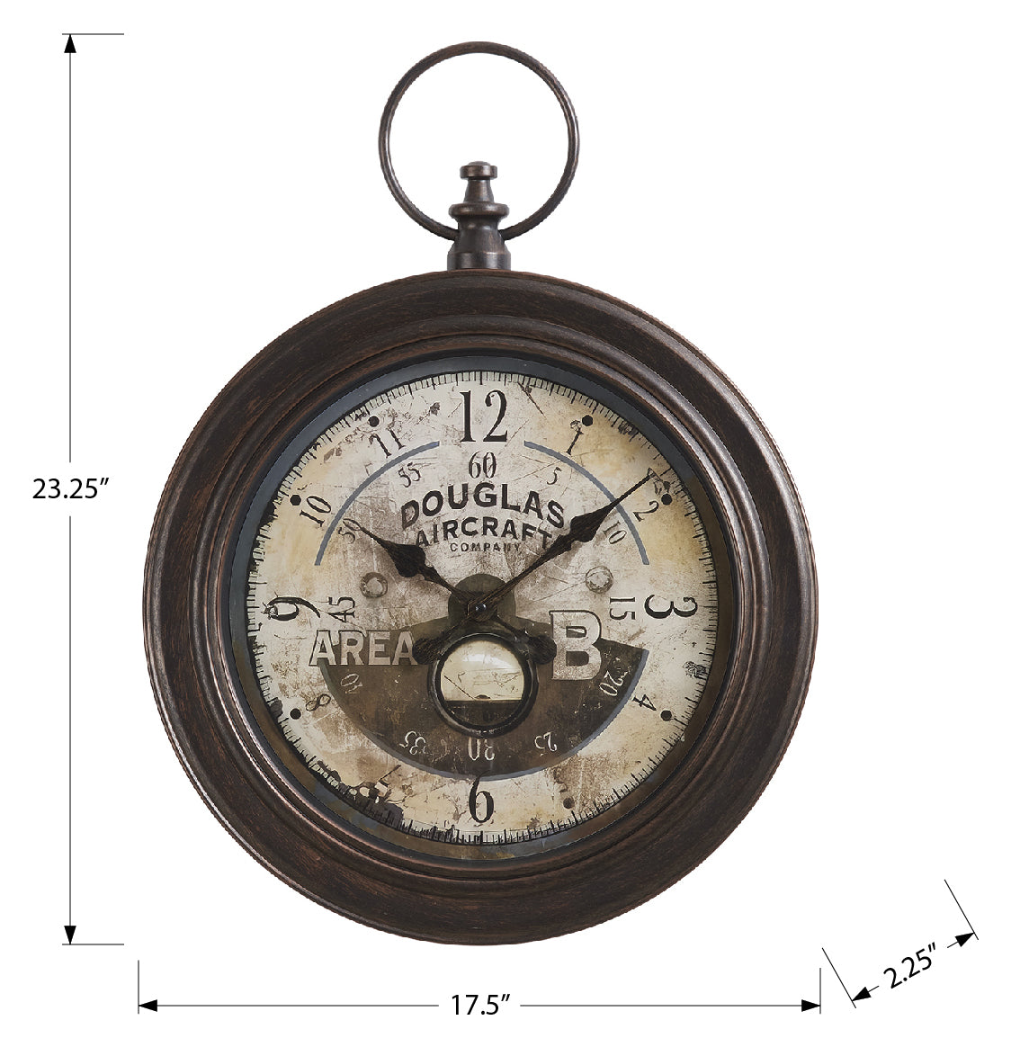 HORLOGE - 18" DIA. MURALE / BRUN ANTIQUE – I 9090
