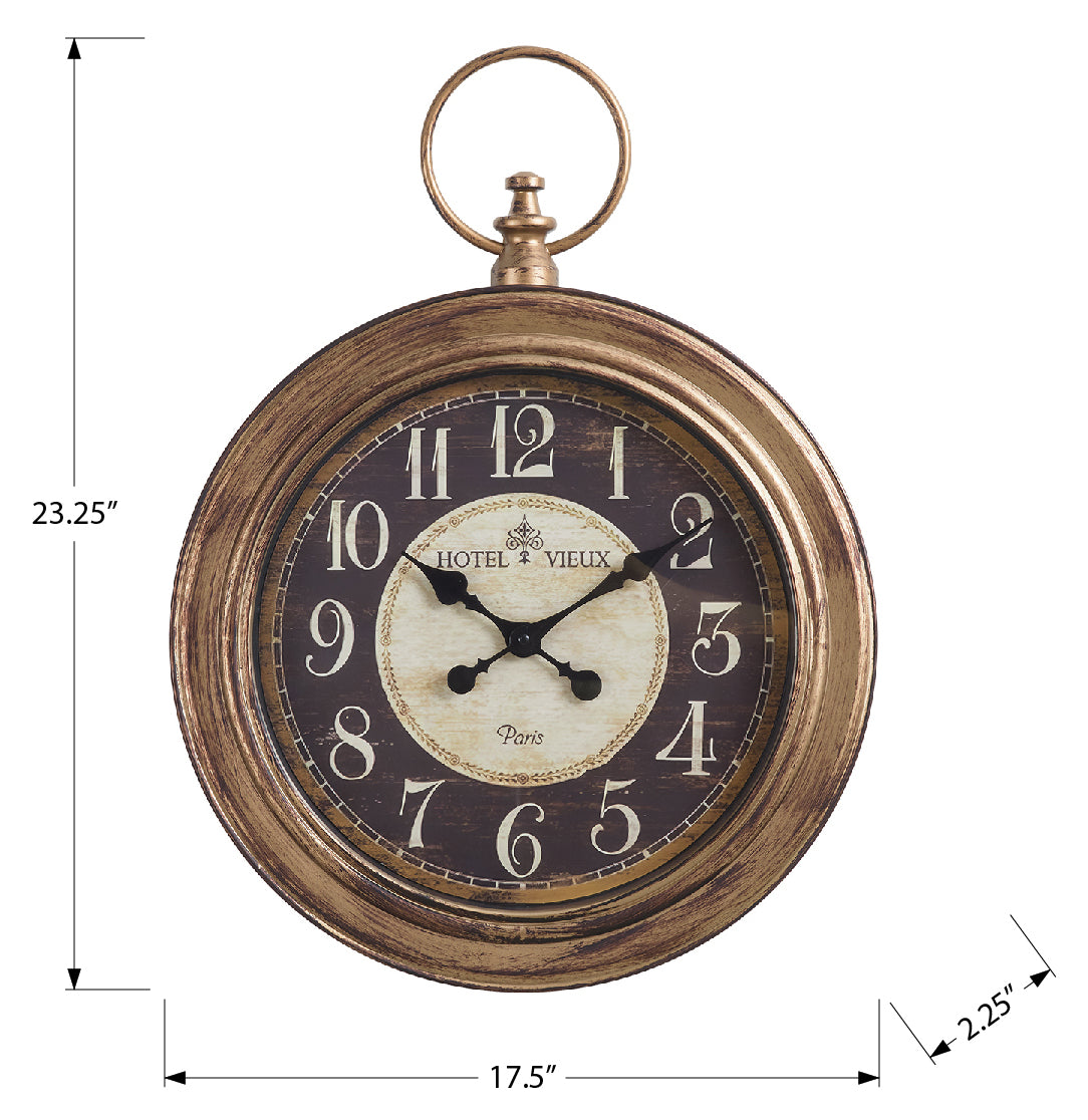 HORLOGE - 18" DIA. MURALE / BRUN ANTIQUE – I 9092
