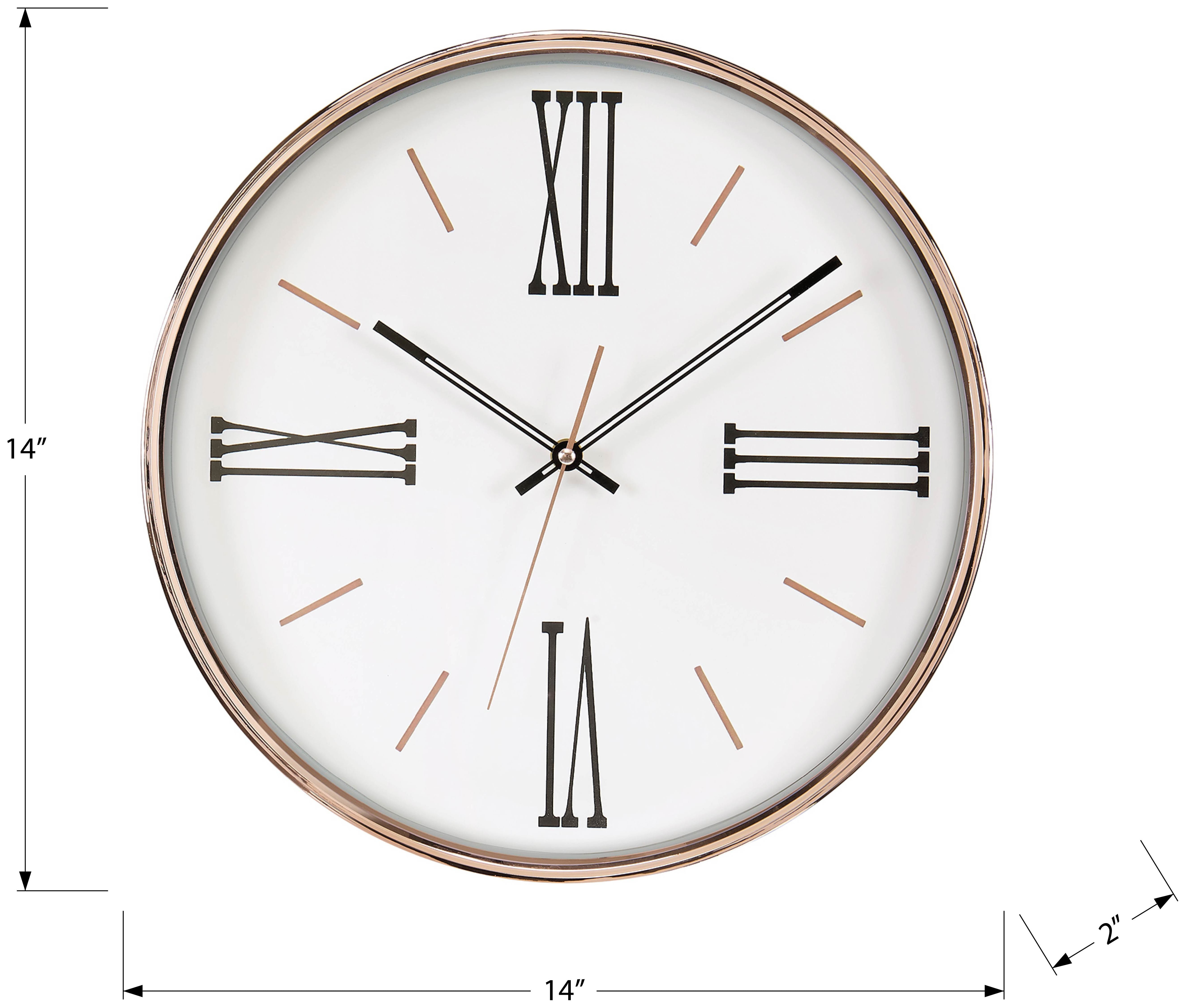 HORLOGE - 14" DIA. MURALE / FINI BLANC AVEC CADRE DORE – I 9094