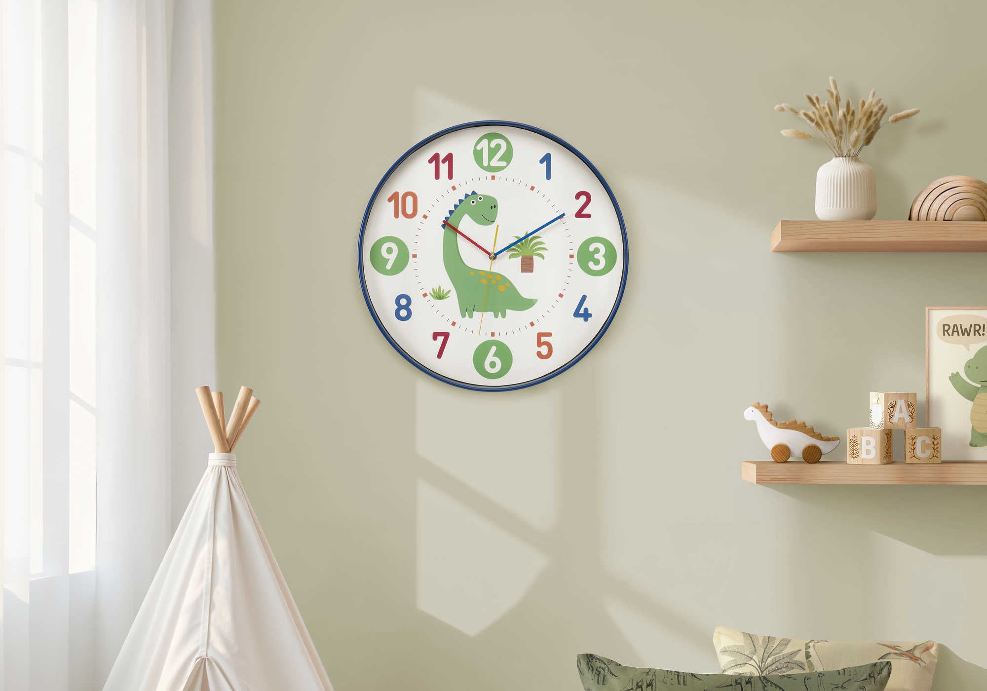 HORLOGE - 18" DIA. MURALE / COULEUR MULTI POUR LES ENFANTS – I 9100