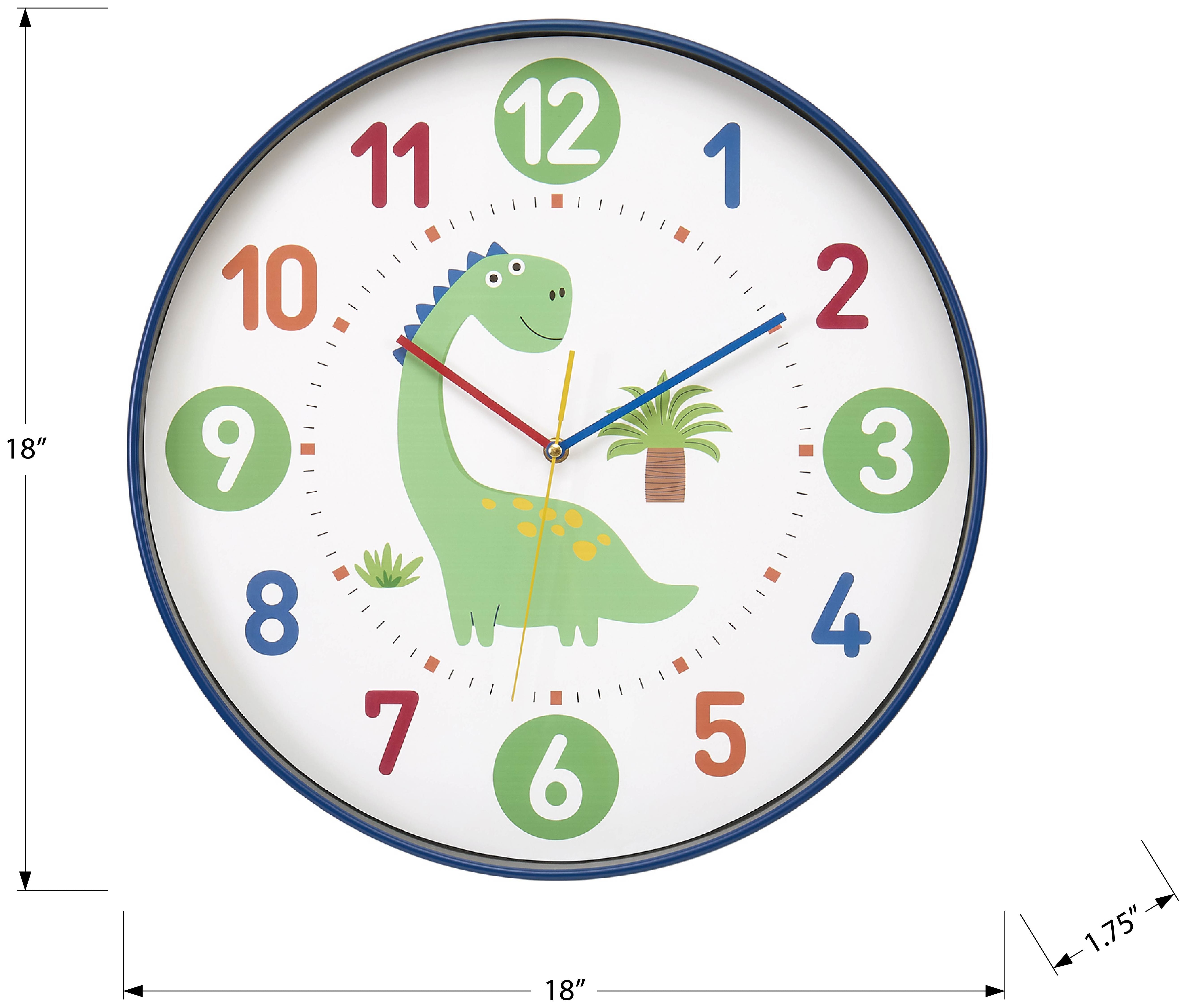 HORLOGE - 18" DIA. MURALE / COULEUR MULTI POUR LES ENFANTS – I 9100