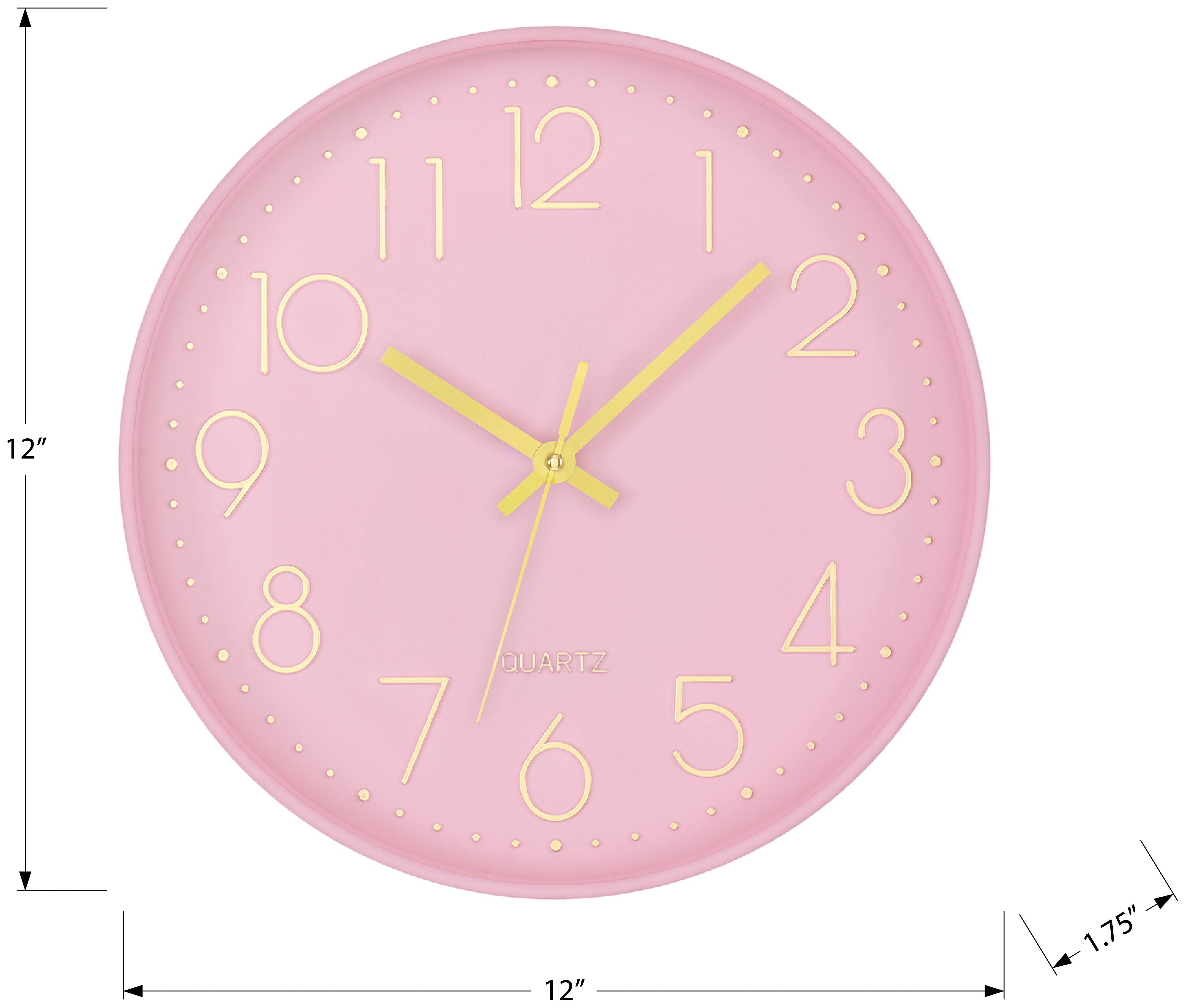 HORLOGE - 12" DIA. MURALE / FINI ROSE – I 9108