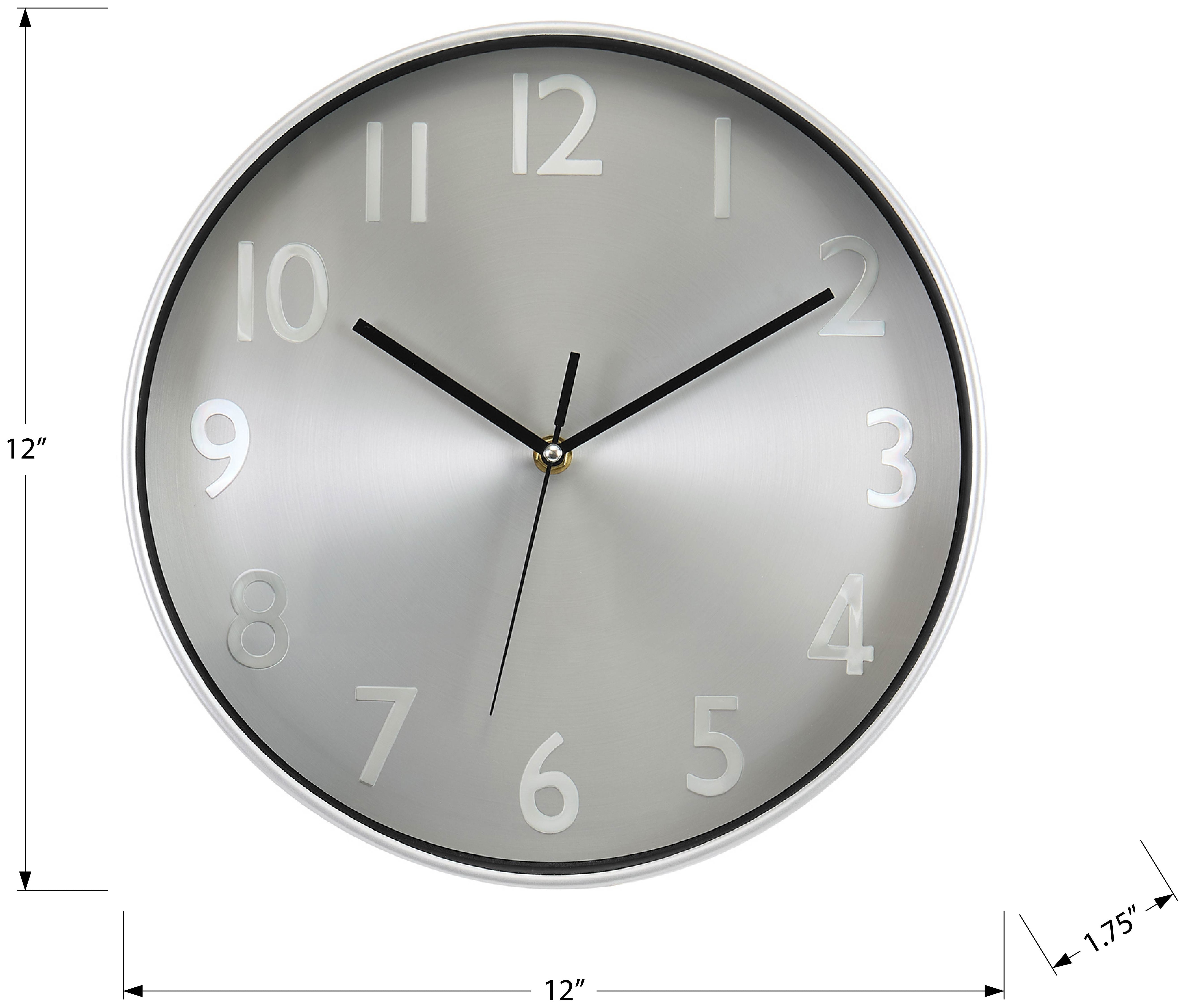 HORLOGE - 12" DIA. MURALE / FINI ARGENT – I 9111