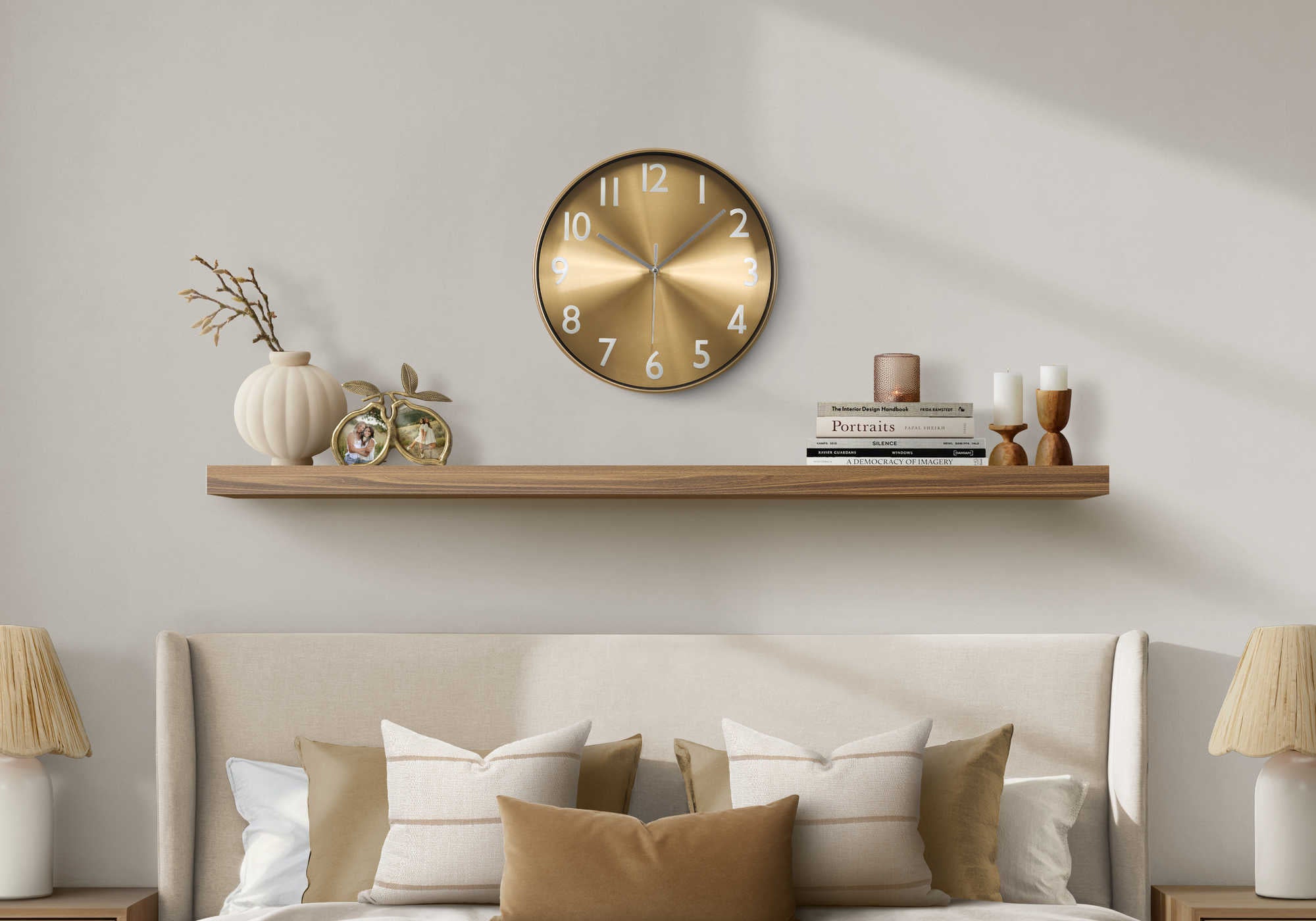HORLOGE - 12" DIA. MURALE / FINI OR – I 9112
