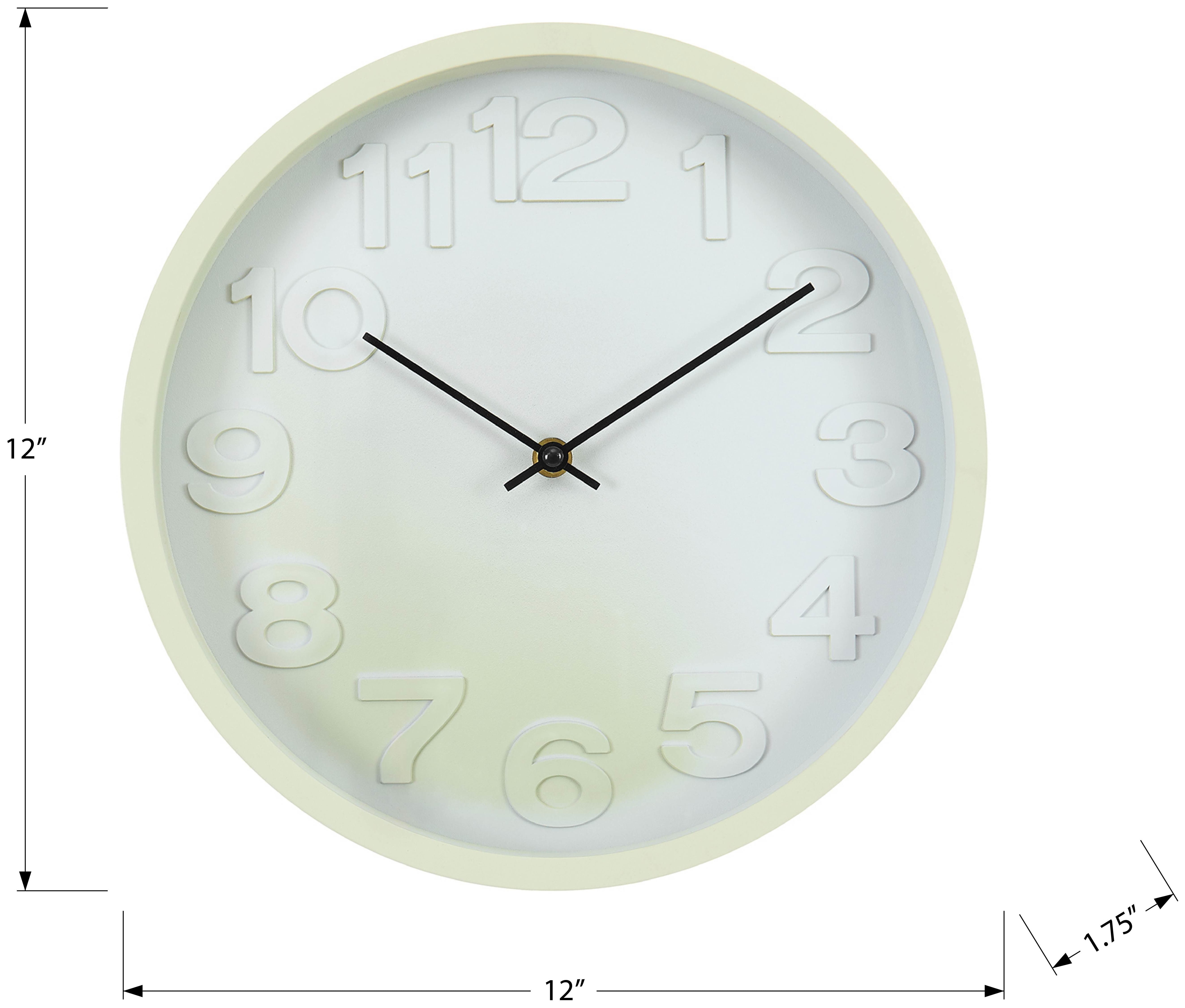 HORLOGE - 12" DIA. MURALE / FINI VERT – I 9117