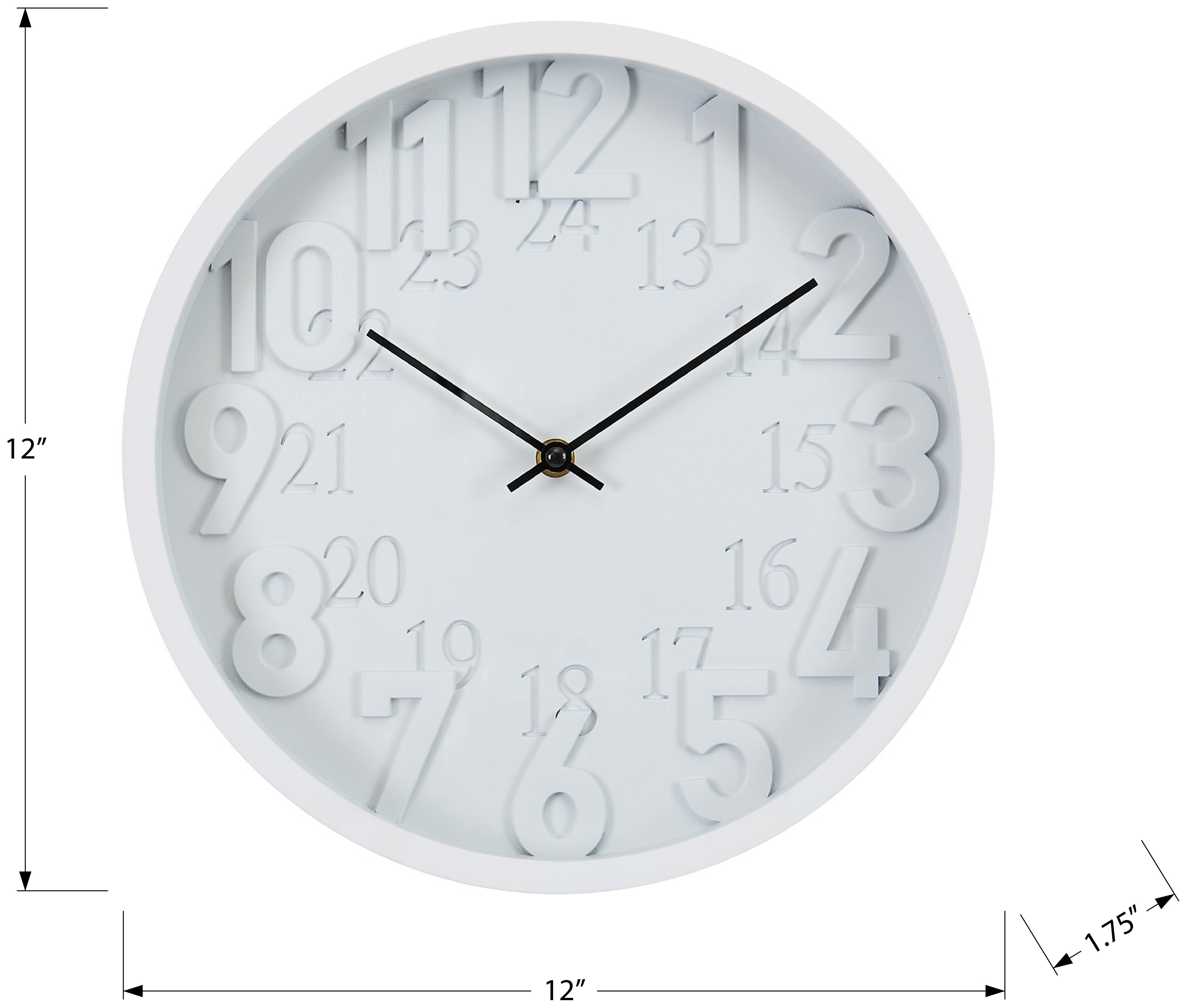 HORLOGE - 12" DIA. MURALE / FINI BLANC – I 9118