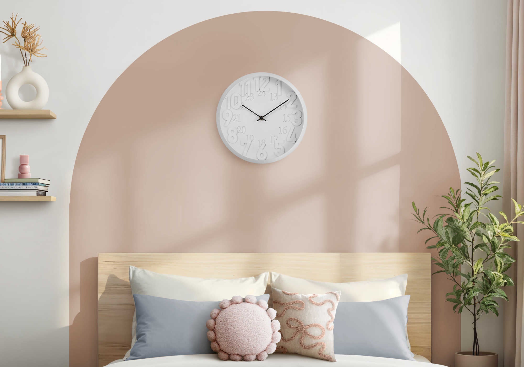 HORLOGE - 12" DIA. MURALE / FINI BLANC – I 9118