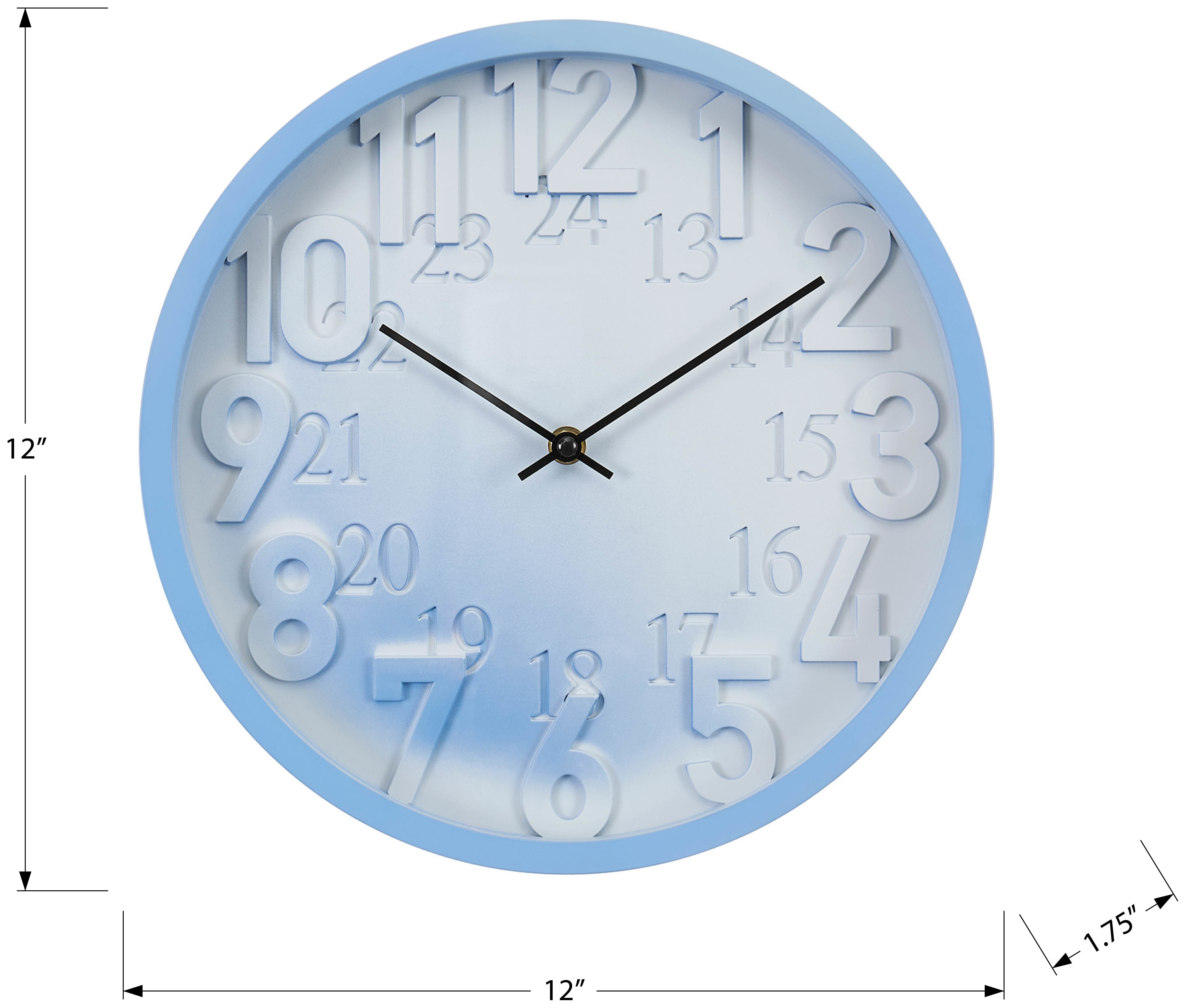 HORLOGE - 12" DIA. MURALE / FINI BLEU – I 9119