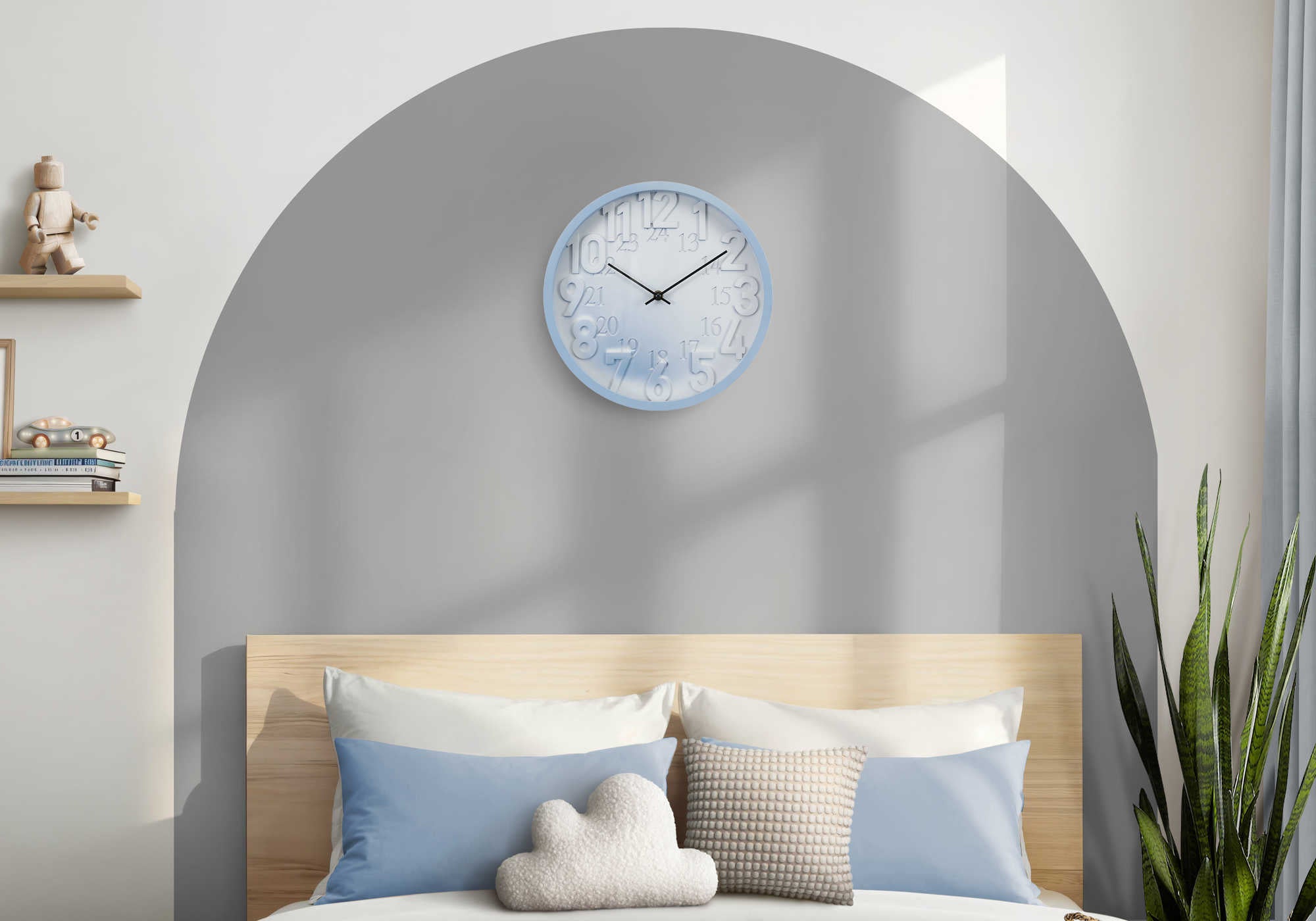 HORLOGE - 12" DIA. MURALE / FINI BLEU – I 9119