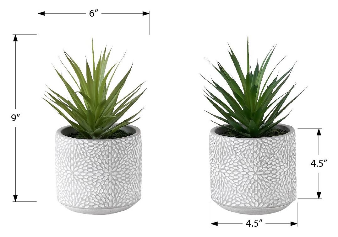 PLANTE ARTIFICIELLE - 2MCX / 9"H SUCCULENT POT CIMENT 5" – I 9362
