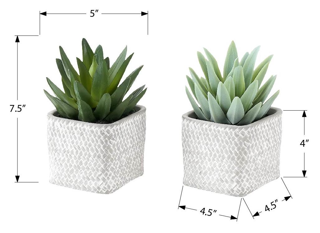 PLANTE ARTIFICIELLE - 2MCX / 8"H SUCCULENT POT CIMENT 5" – I 9363