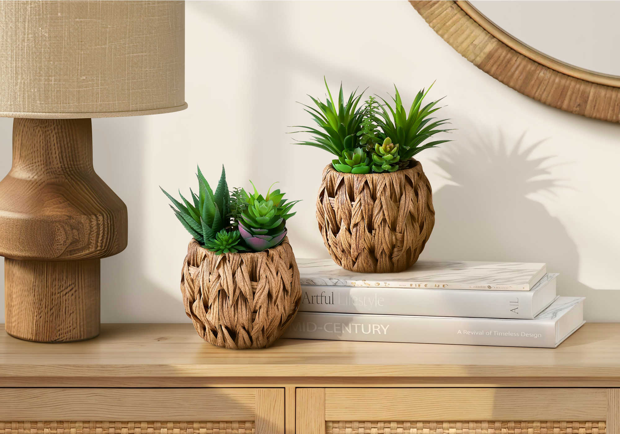 PLANTE ARTIFICIELLE - 2MCX / 9"H SUCCULENTE POT TISSE 6" – I 9369