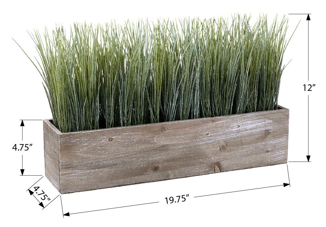 PLANTE ARTIFICIELLE - 12"H / GAZON D'INTERIEUR POT BOIS – I 9374