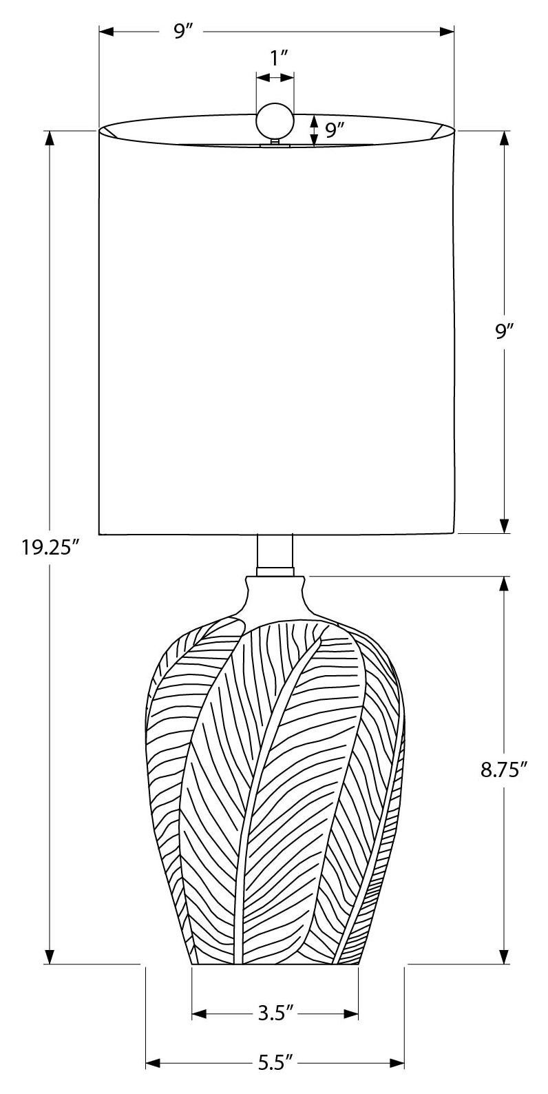 LUMINAIRE - 19"H LAMPE DE TABLE VERT CERAMIQUE / BLANC – I 9413