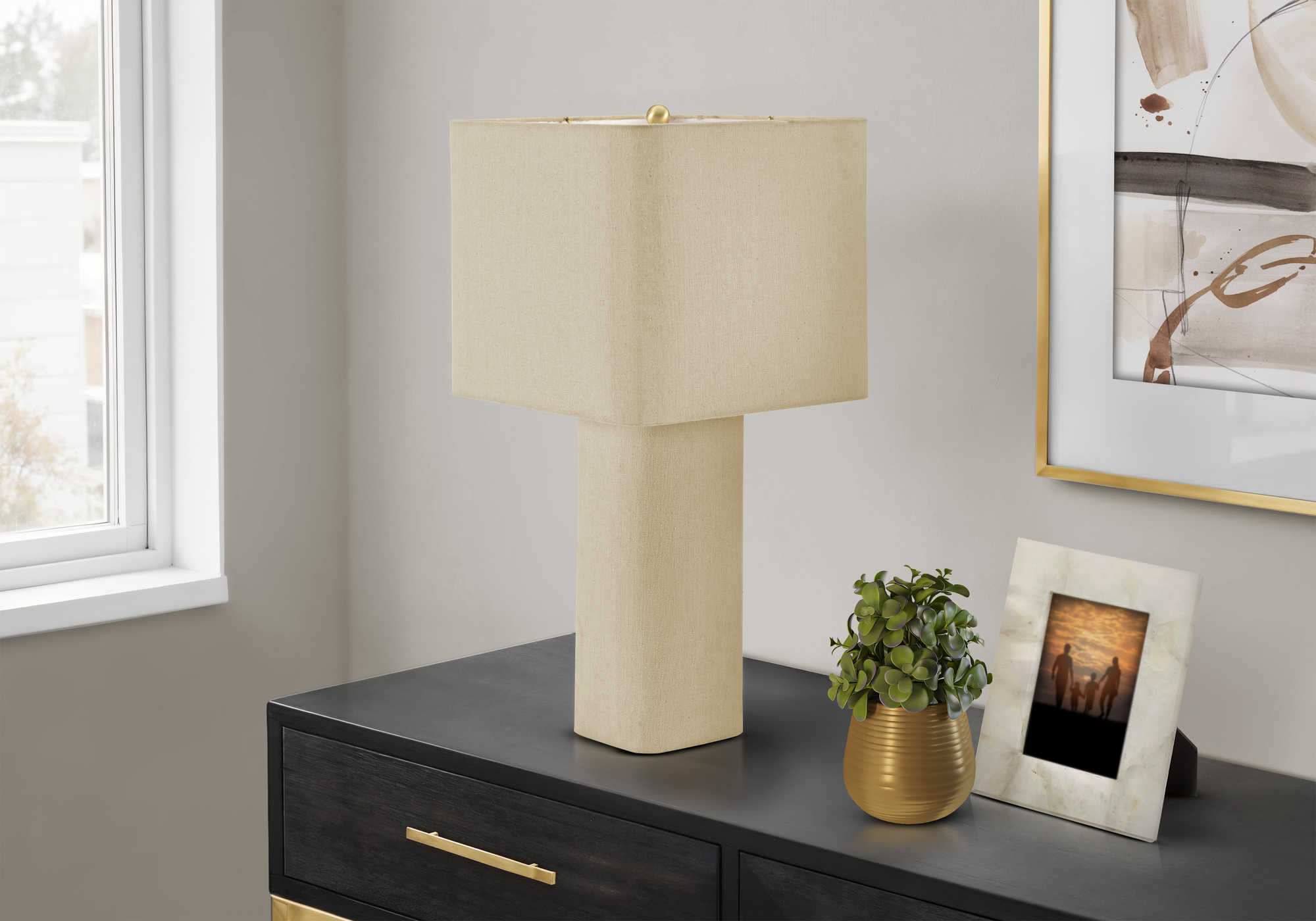 LUMINAIRE - 24"H LAMPE DE TABLE NATUREL LIN / NATUREL – I 9423